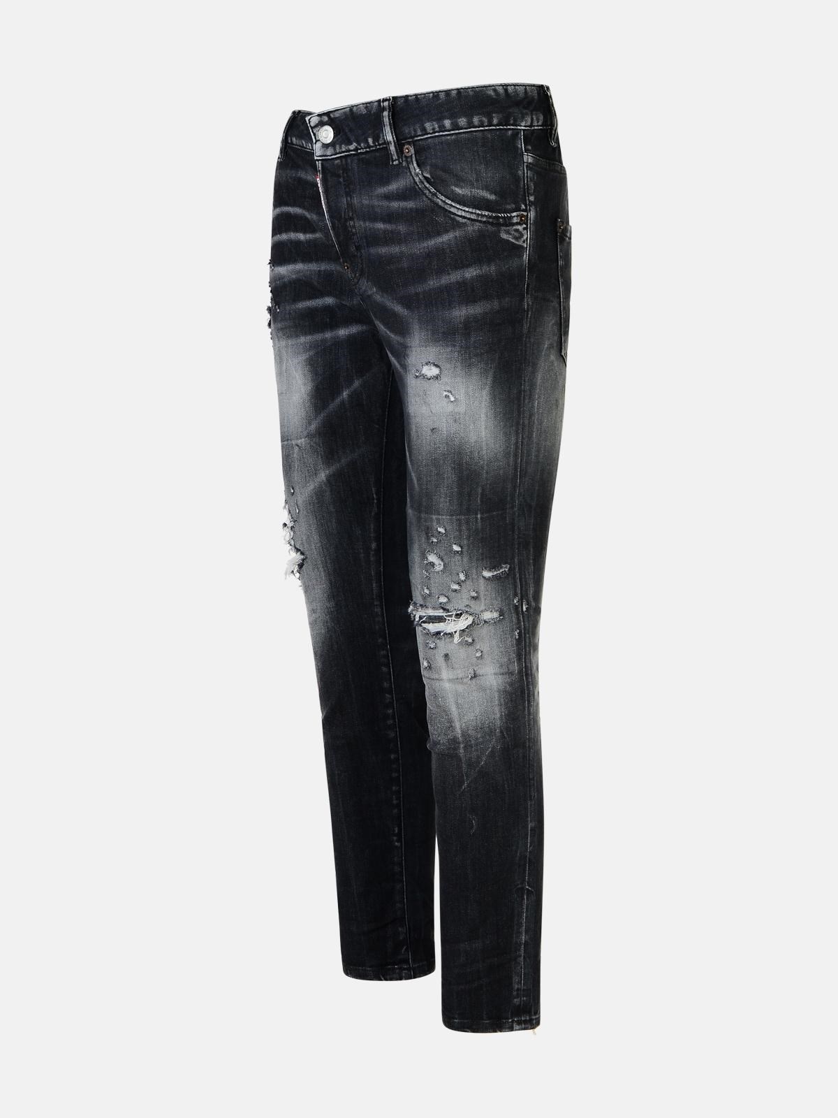'COOL GIRL' BLACK COTTON BLEND JEANS - 2