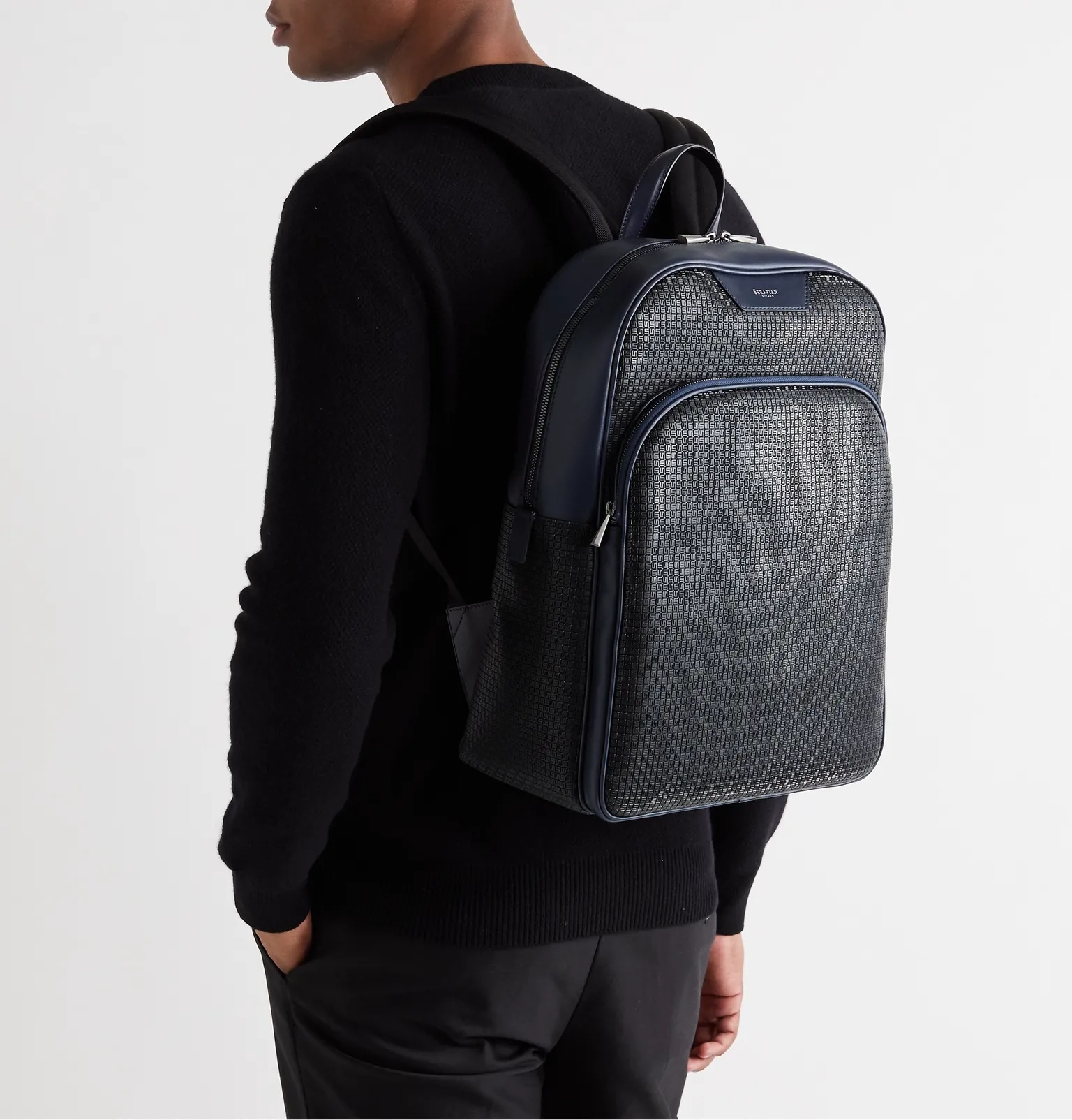 Leather-Trimmed Cotton-Canvas Backpack - 2