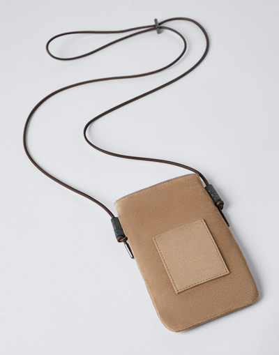 Brunello Cucinelli Suede phone bag with monili outlook