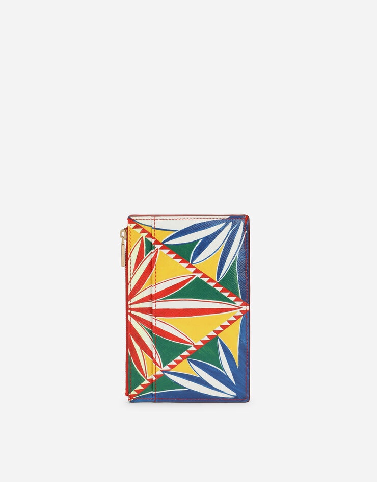 Large vertical card holder in Carretto-print Dauphine calfskin - 3