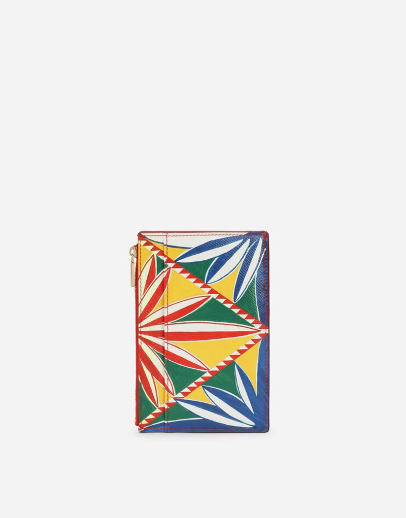 Large vertical card holder in Carretto-print Dauphine calfskin 3