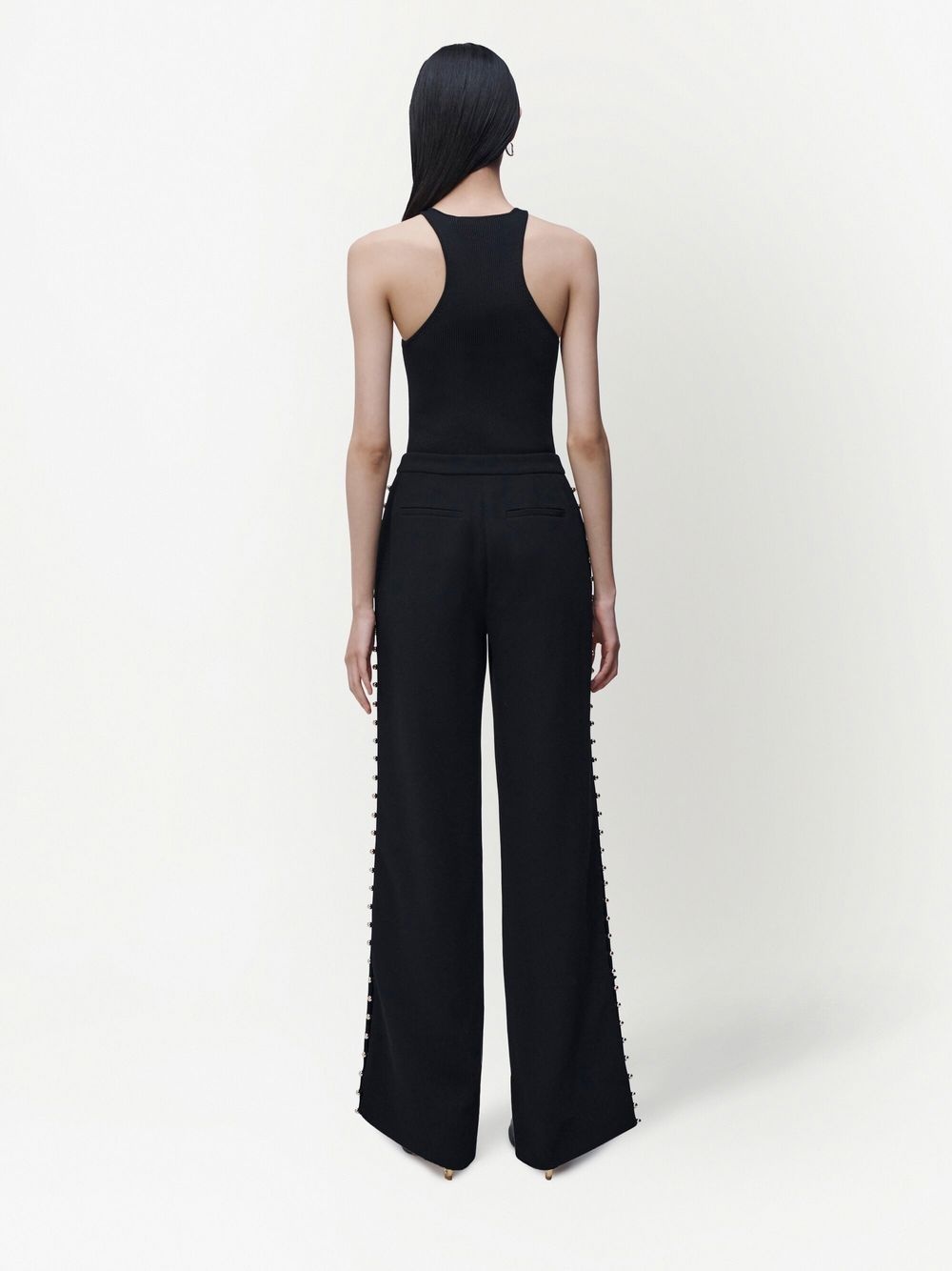 stud-detail wide-leg trousers - 4