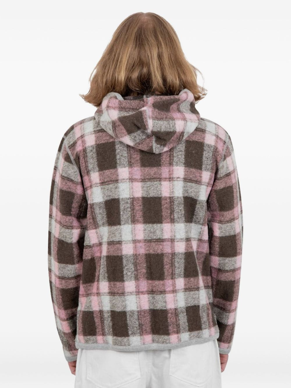 hooded checked jacket - 2