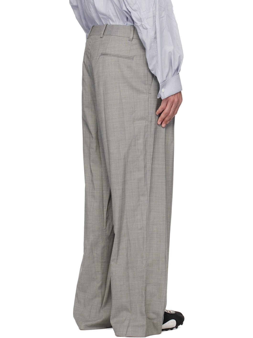 Gray Crinkled Trousers - 3