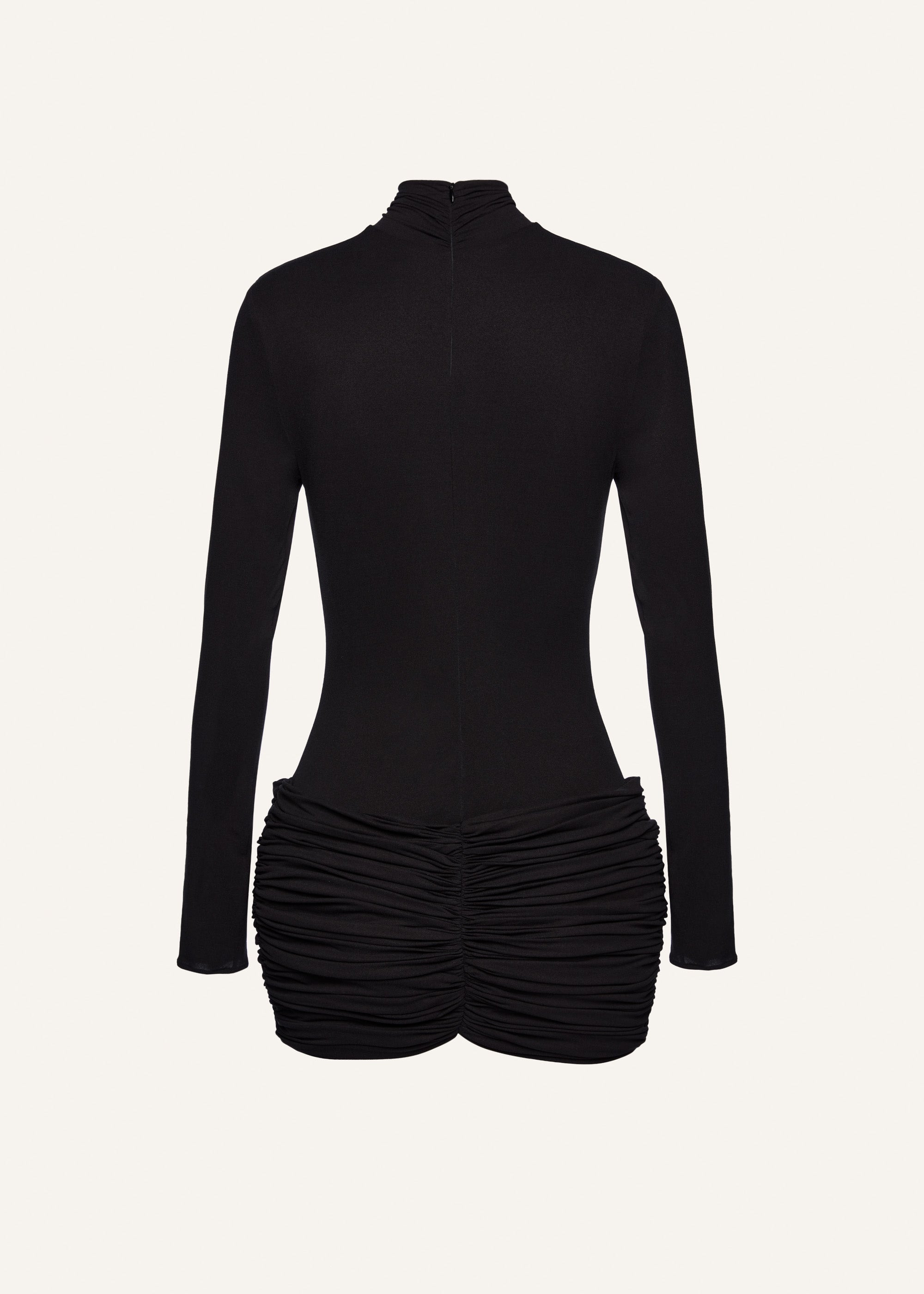 Long sleeve hip dress in black - 2