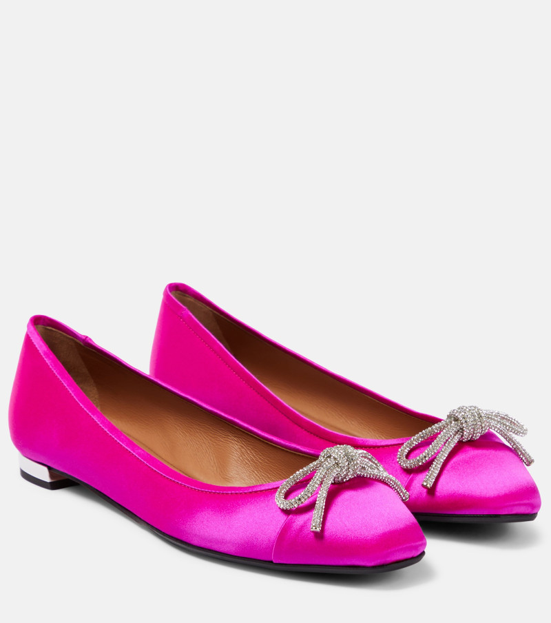 crystal-embellished round-toe ballerina shoes - 1