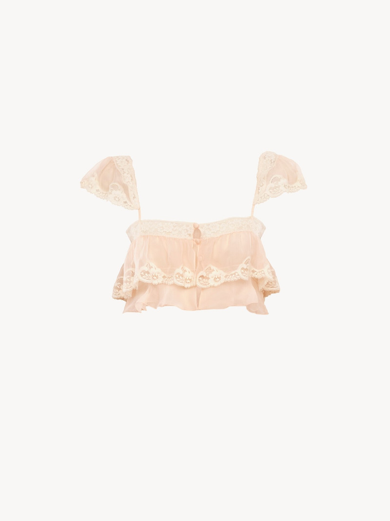RUFFLED BRALETTE IN SILK MOUSSELINE & LACE 1
