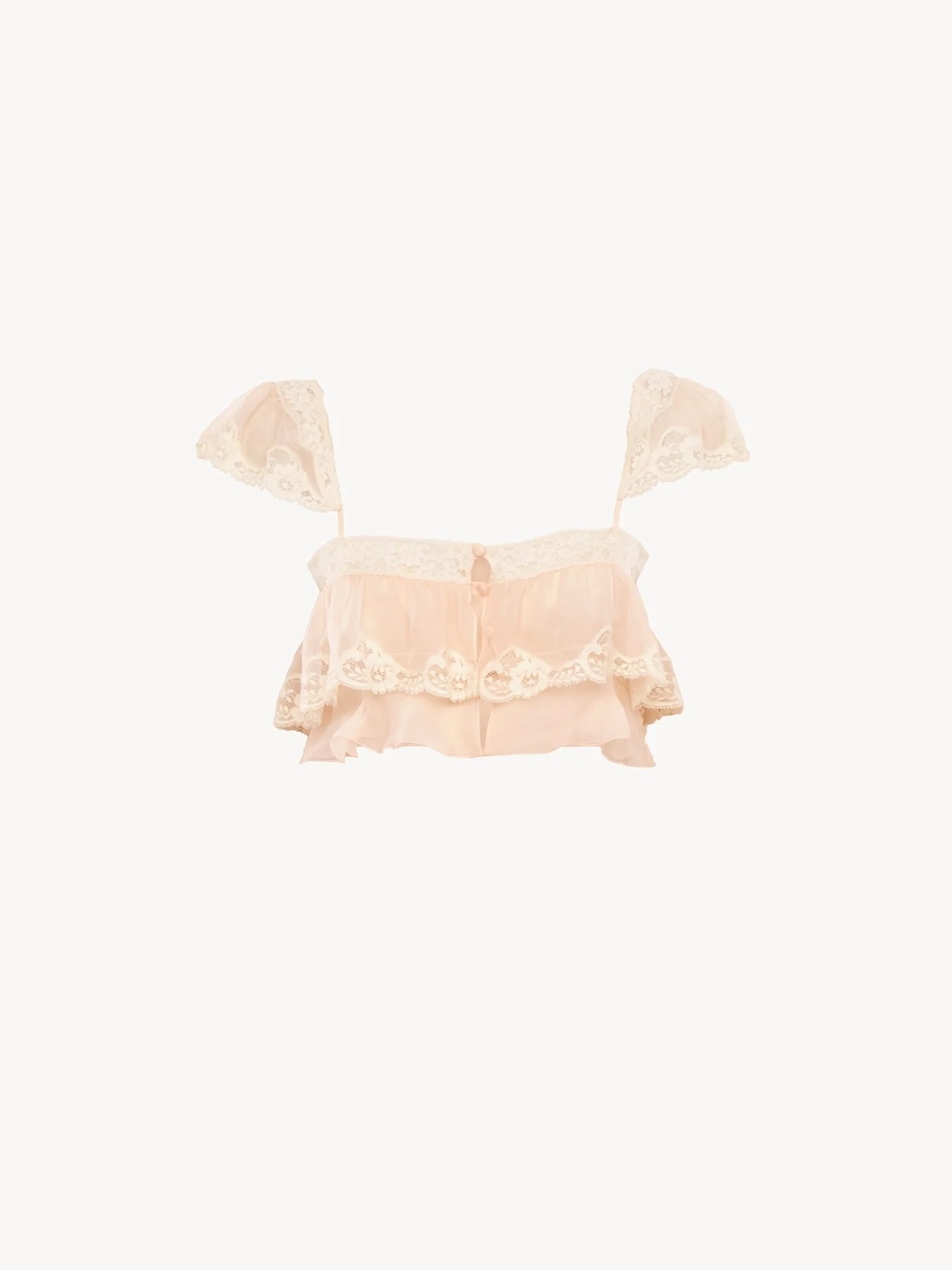 RUFFLED BRALETTE IN SILK MOUSSELINE & LACE - 1