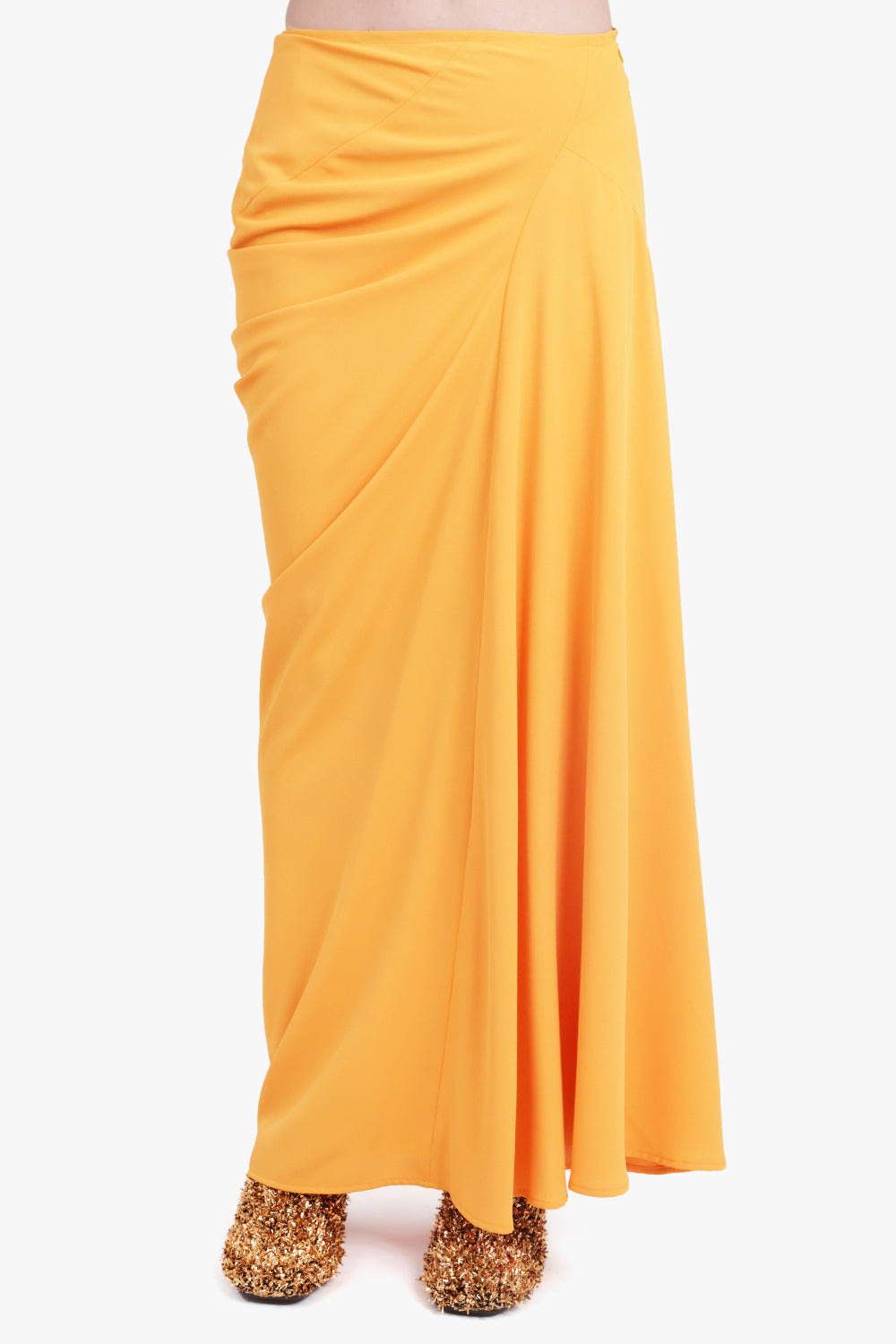 SAREN ASYMMETRIC RUCHED MAXI SKIRT | ORANGE - 4