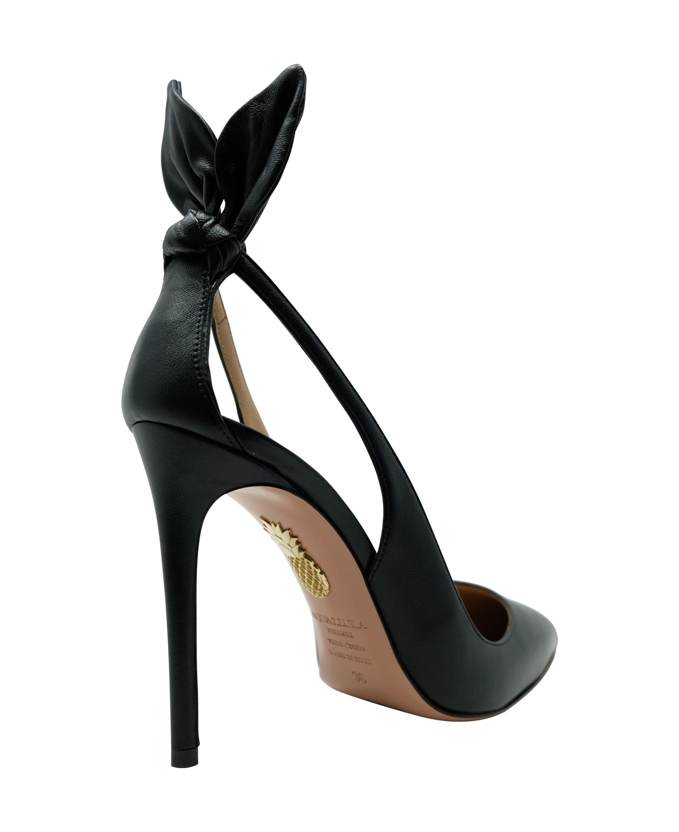 Aquazzura Black Leather Bow Tie Pump 105 Pumps - 3