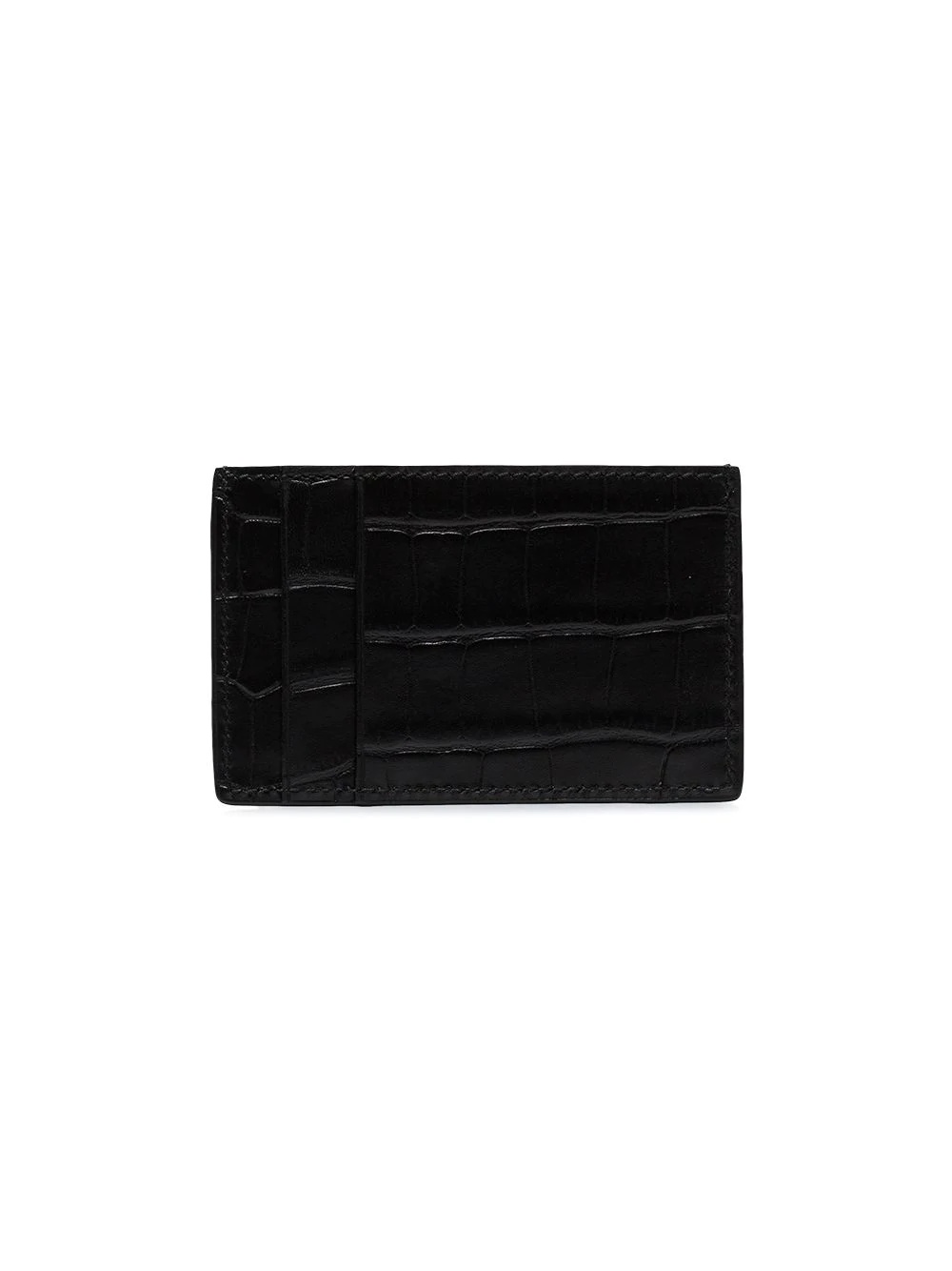 black crocodile embossed skull cardholder - 2