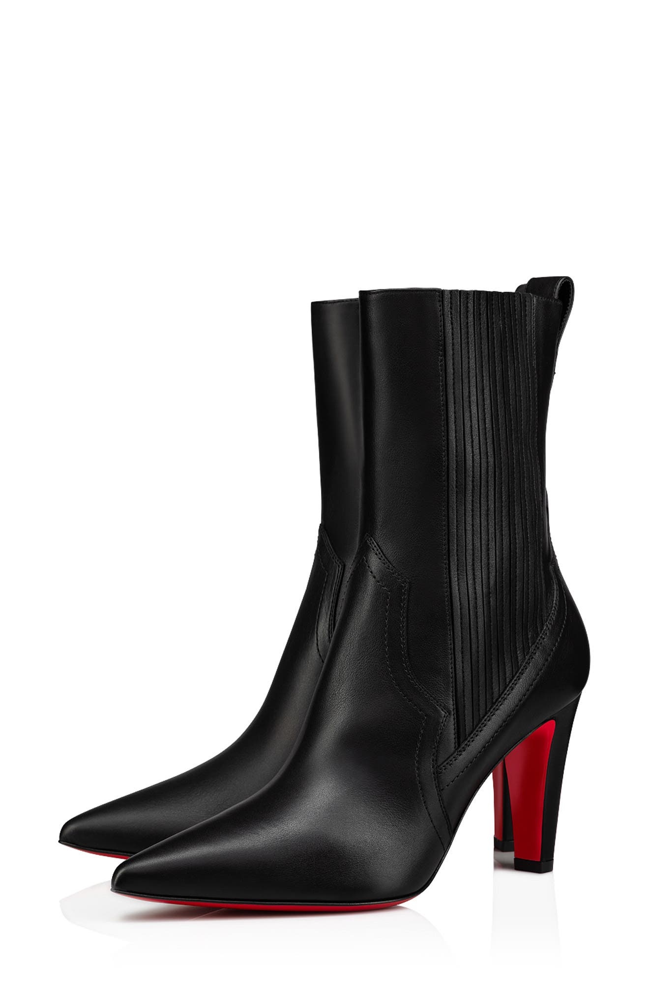 Christian Louboutin Santiag Pointed Toe Bootie in Black at Nordstrom - 1