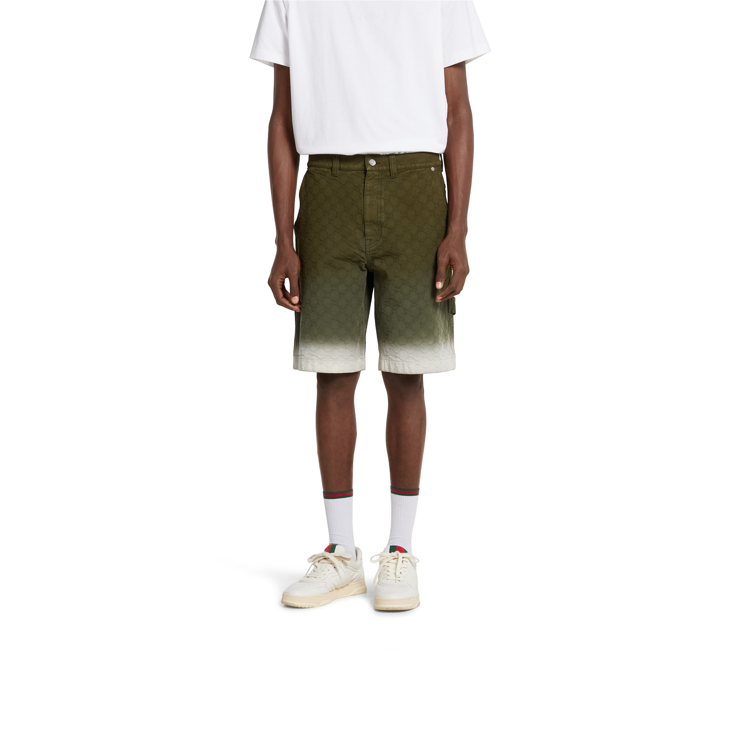 Bleached GG cotton denim jacquard shorts - 3