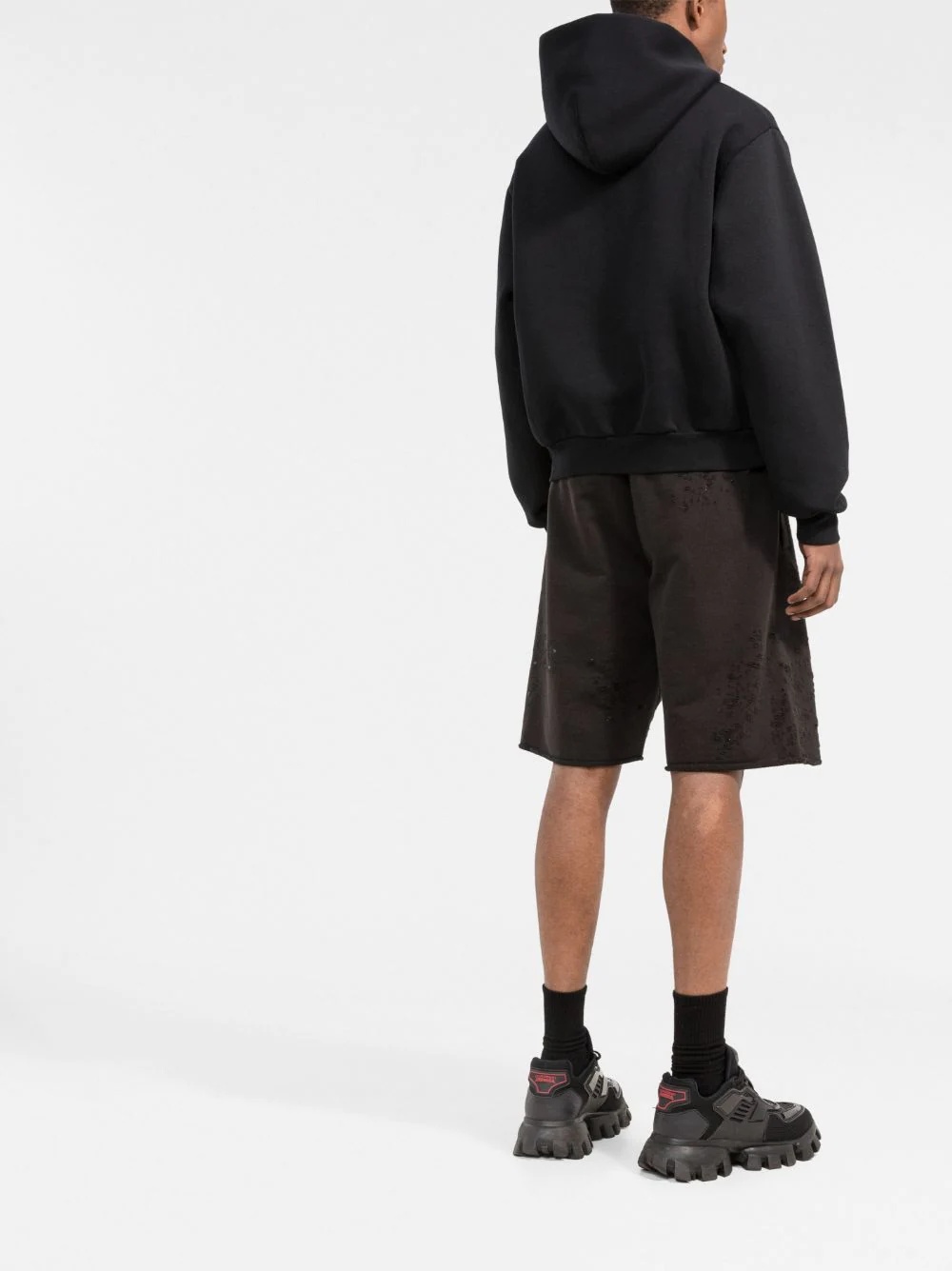 glitter logo distressed shorts - 4