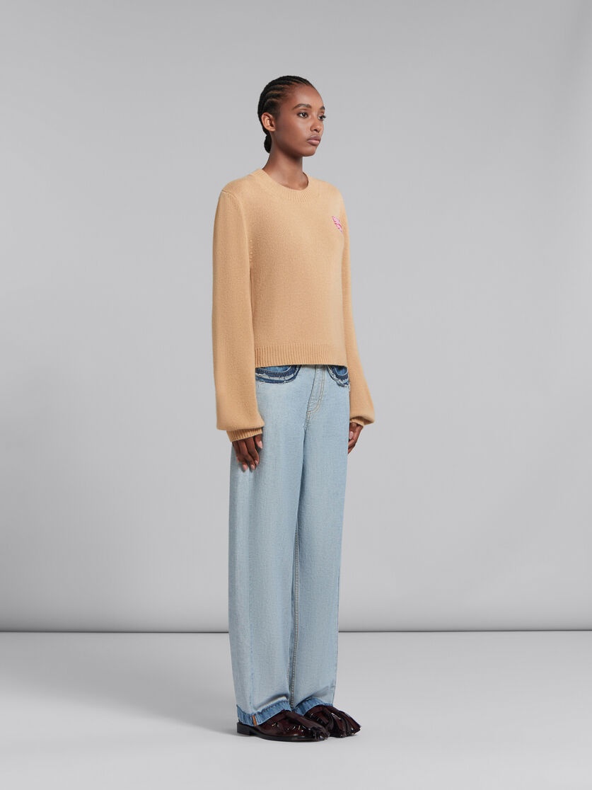 BROWN CASHMERE JUMPER WITH MARNI MENDING PATCH - 5