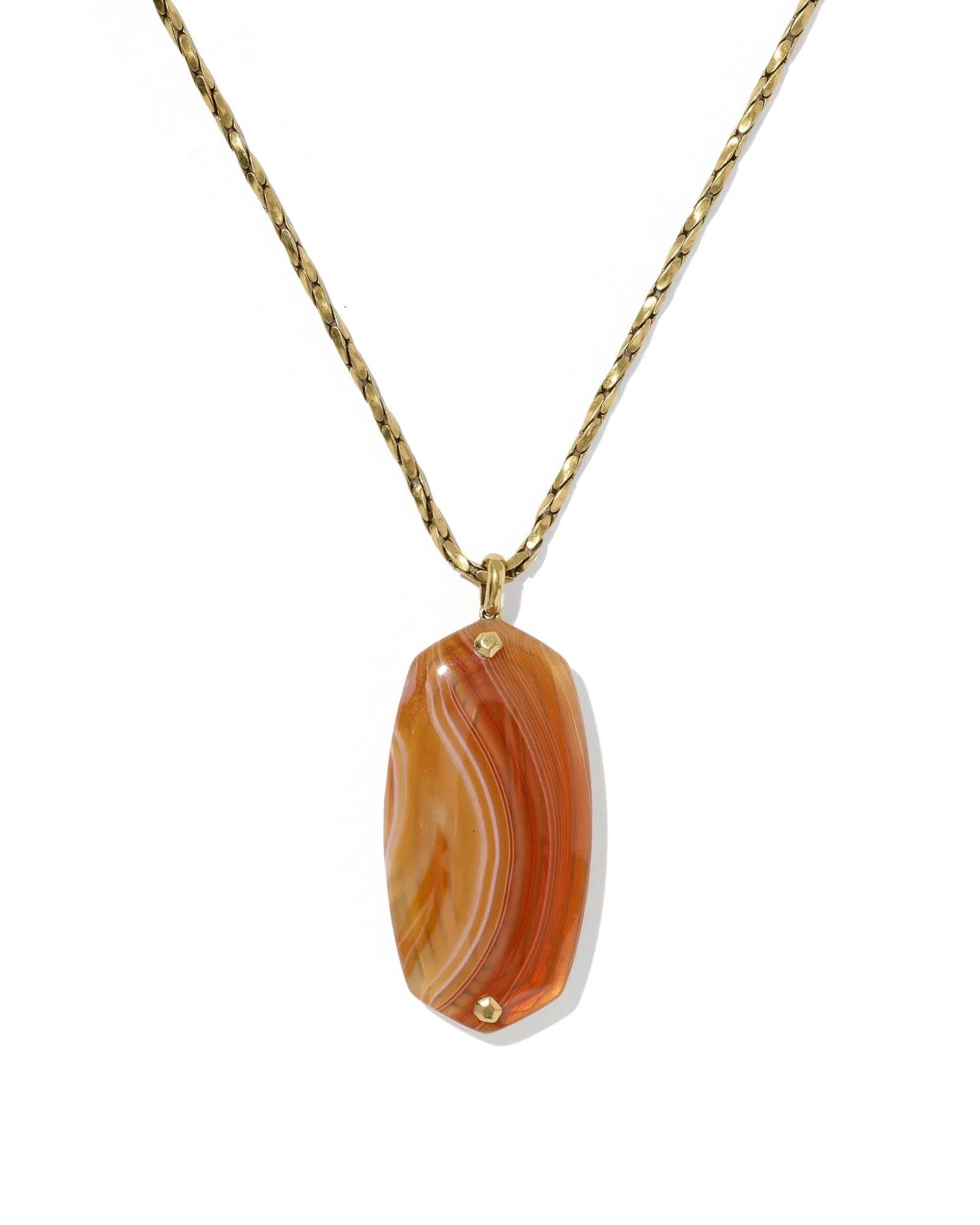 Danielle Riveted Vintage Gold Long Pendant Necklace - 1
