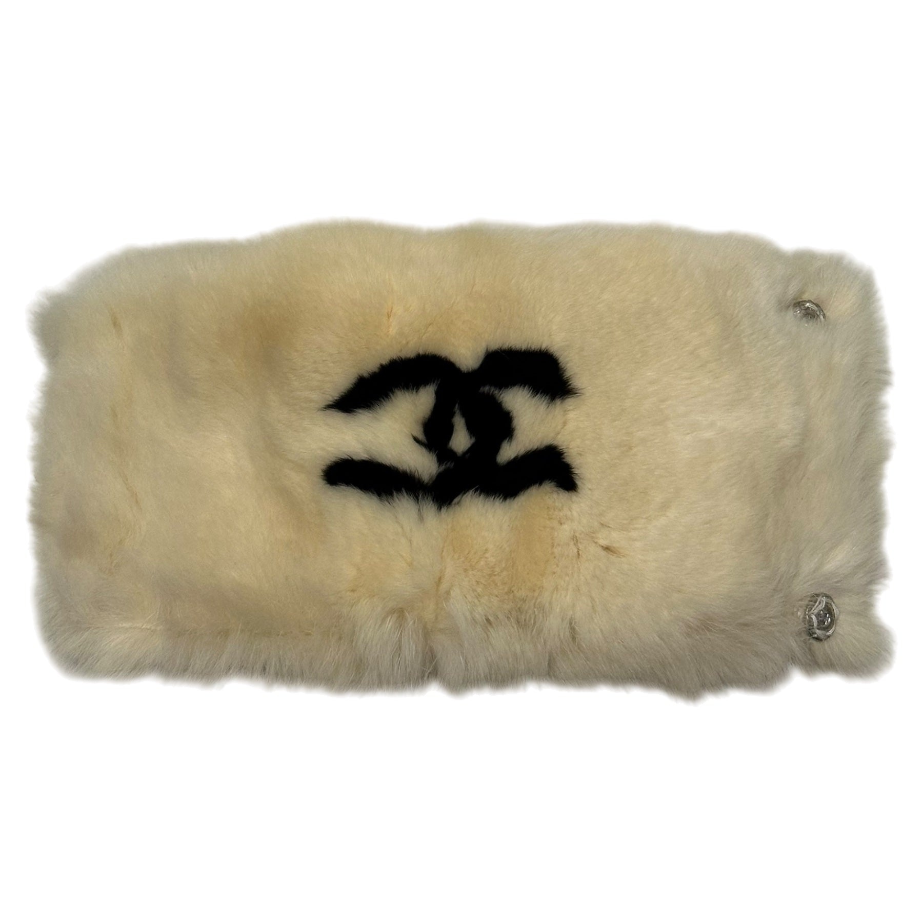CHANEL Fall Winter 2001 CC Rabbit Fur Wristband - 3