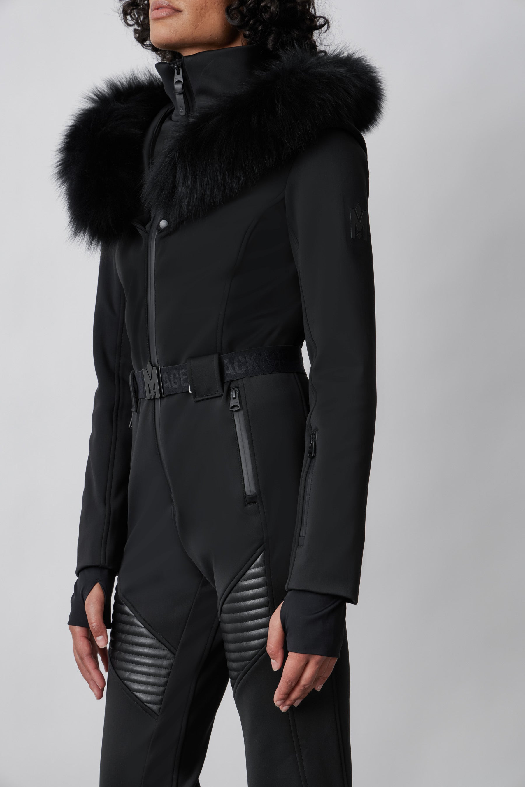 ELLE-Z Techno fleece ski suit with removable hood and fur trim - 5