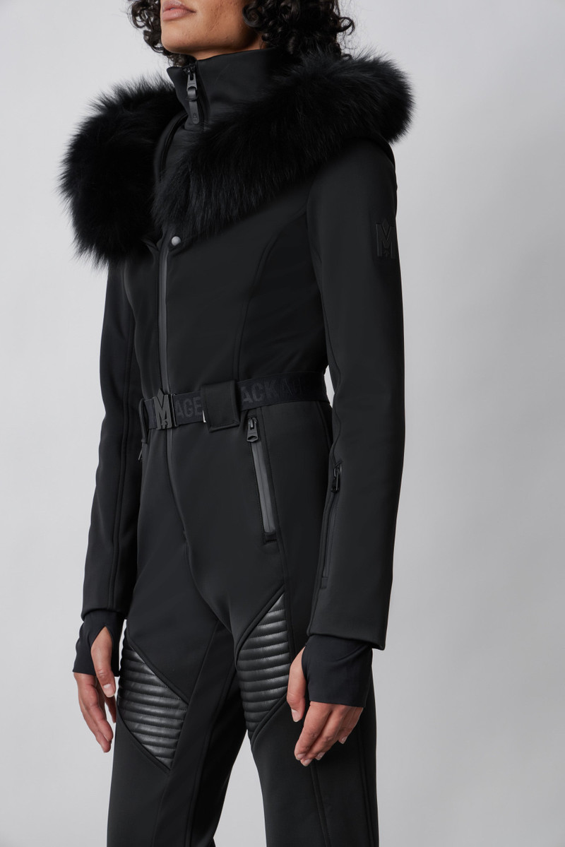 ELLE-Z Techno fleece ski suit with removable hood and fur trim 5