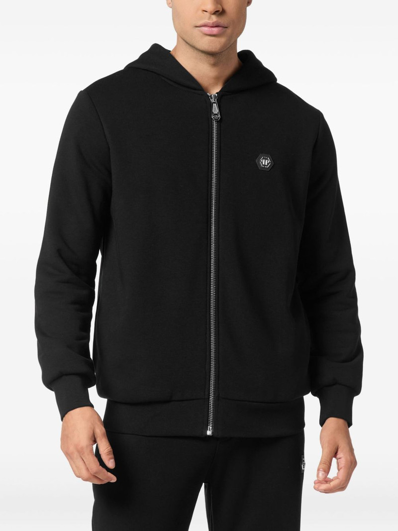 PHILIPP PLEIN skull-embellished zip-up hoodie outlook