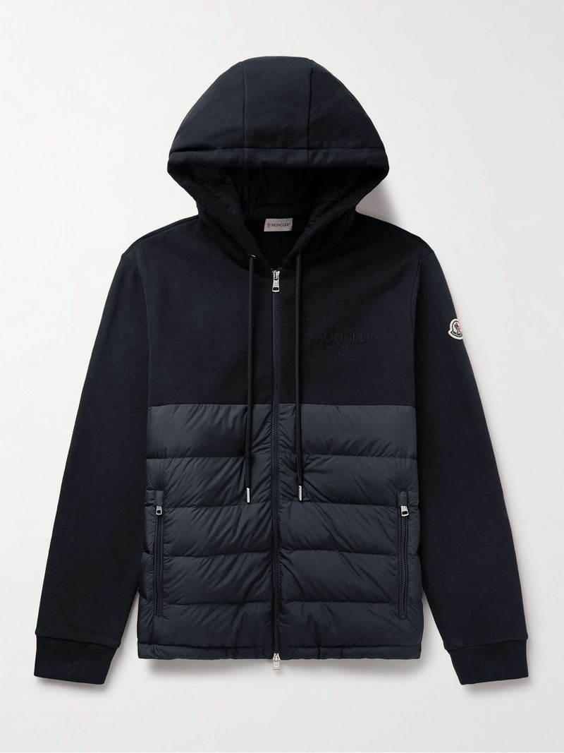 Logo-Appliquéd panelled Cotton-Jersey와 퀼트 쉘 다운 Zip-Up Hoodie - 1
