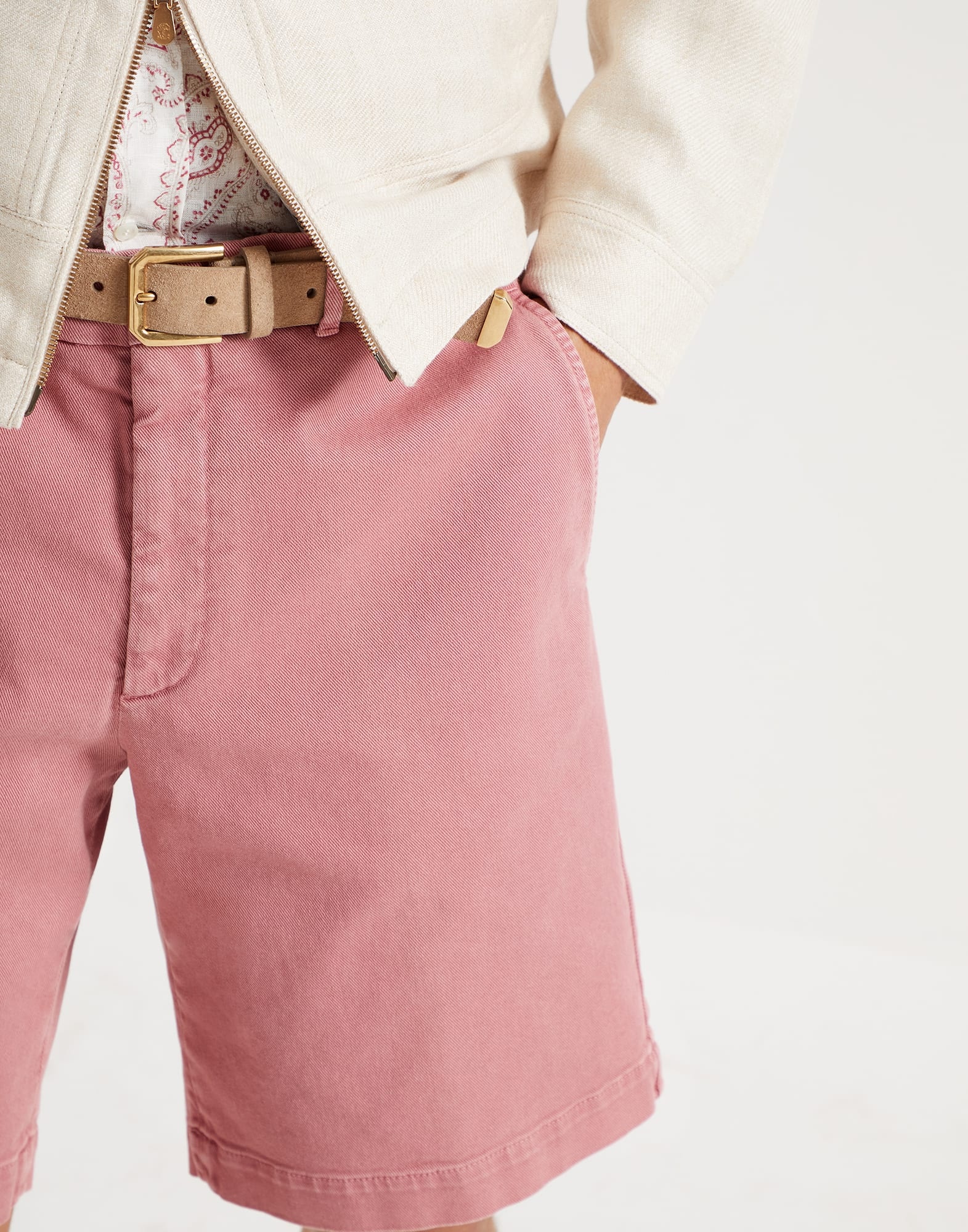 Garment-dyed comfort cotton lightweight denim Bermuda shorts - 3