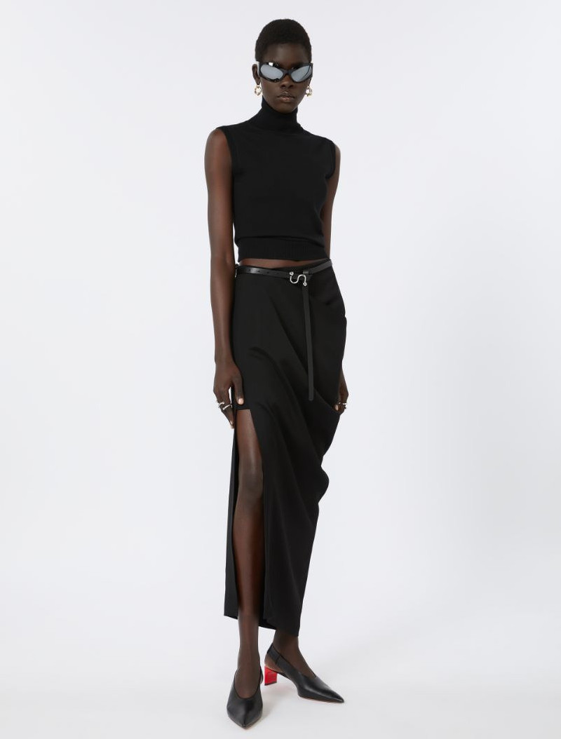 Leather low-waist belt - black 3