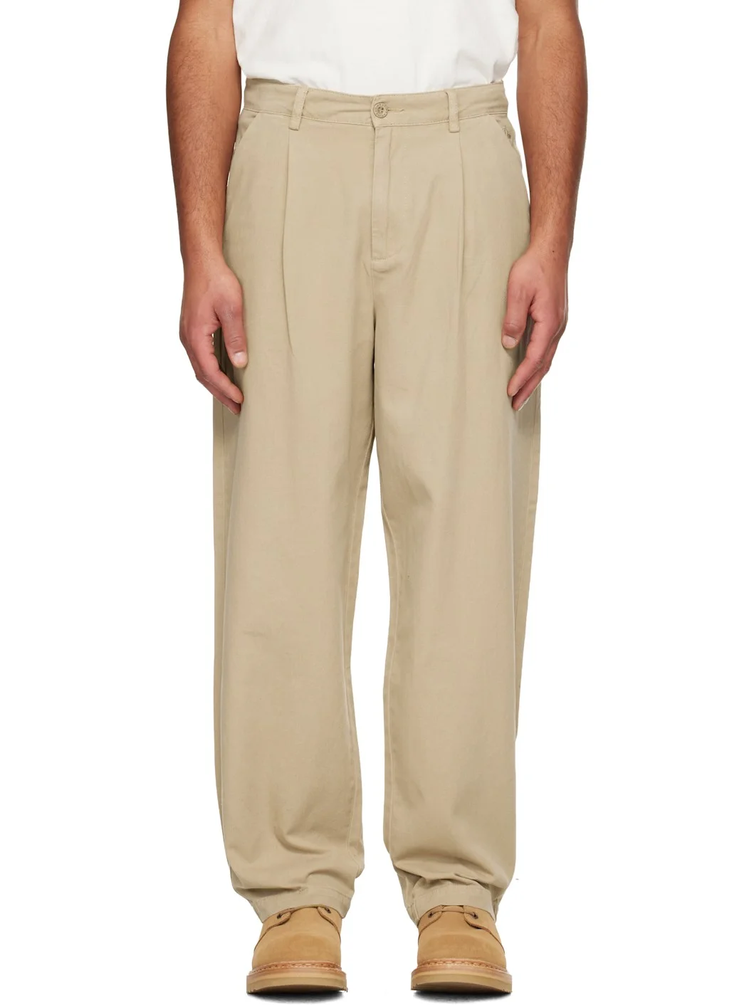Taupe Baggy Chino Trousers - 1