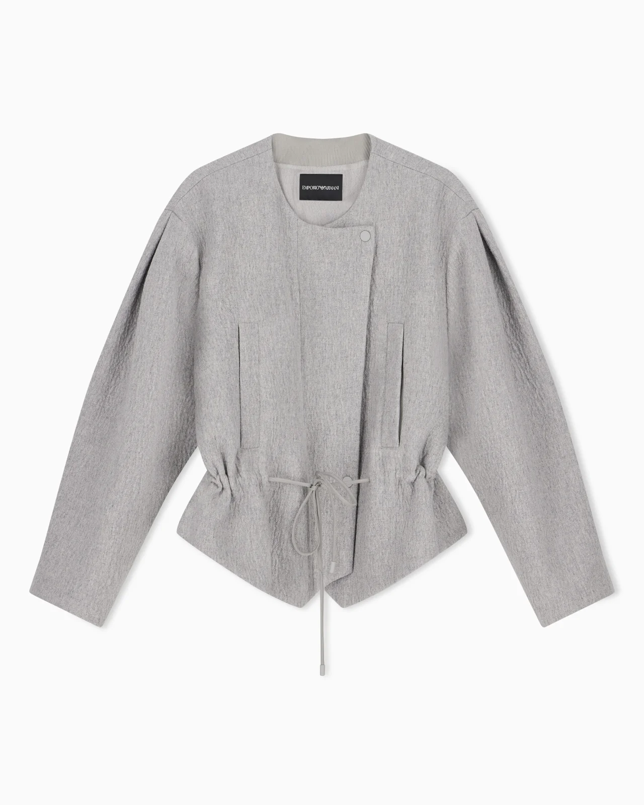 WOOL SEERSUCKER BLOUSON WITH A DRAWSTRING HOOD AND POCKETS - 1