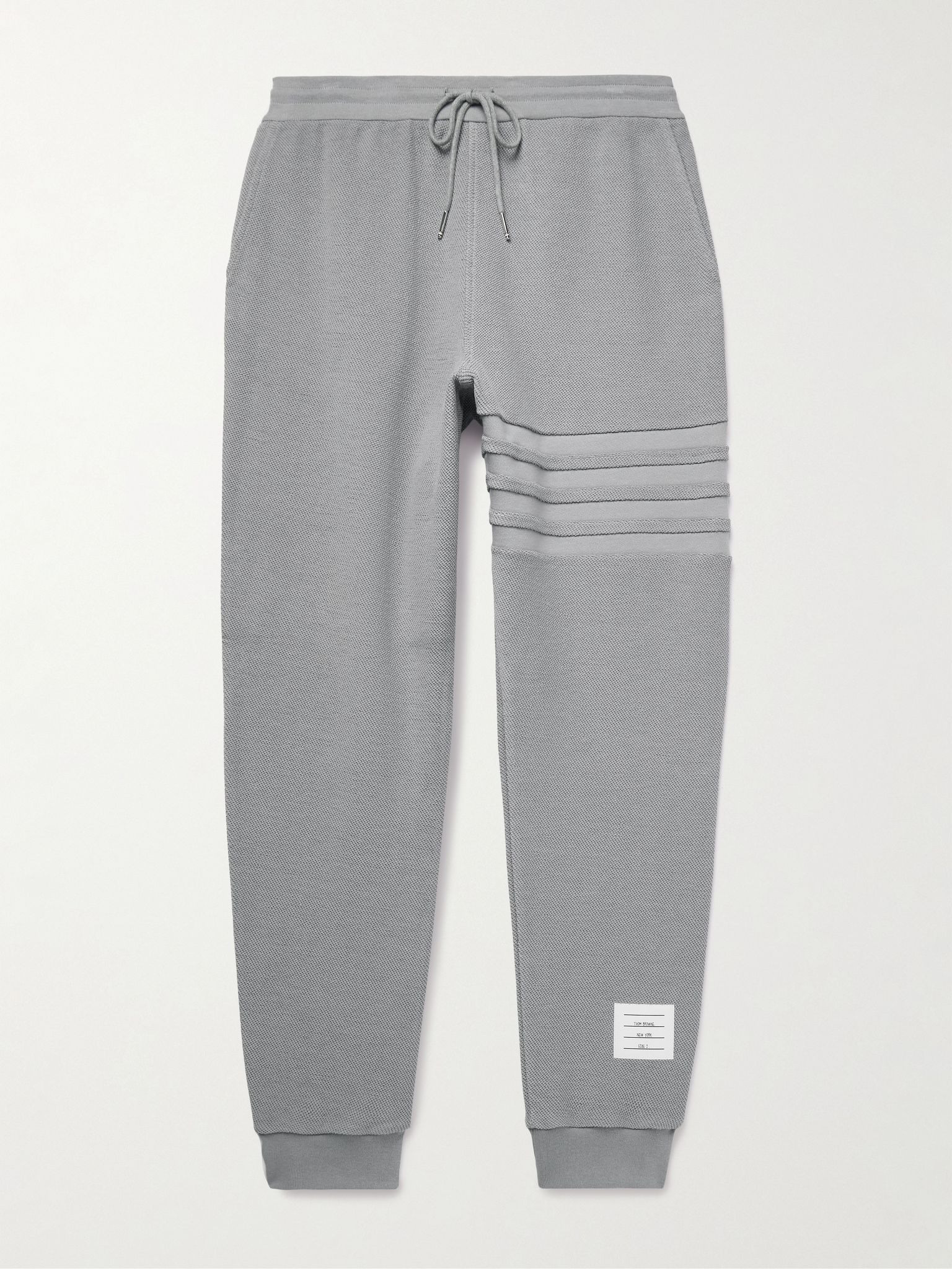 Tapered Striped Cotton-Terry Sweatpants Gray - 1