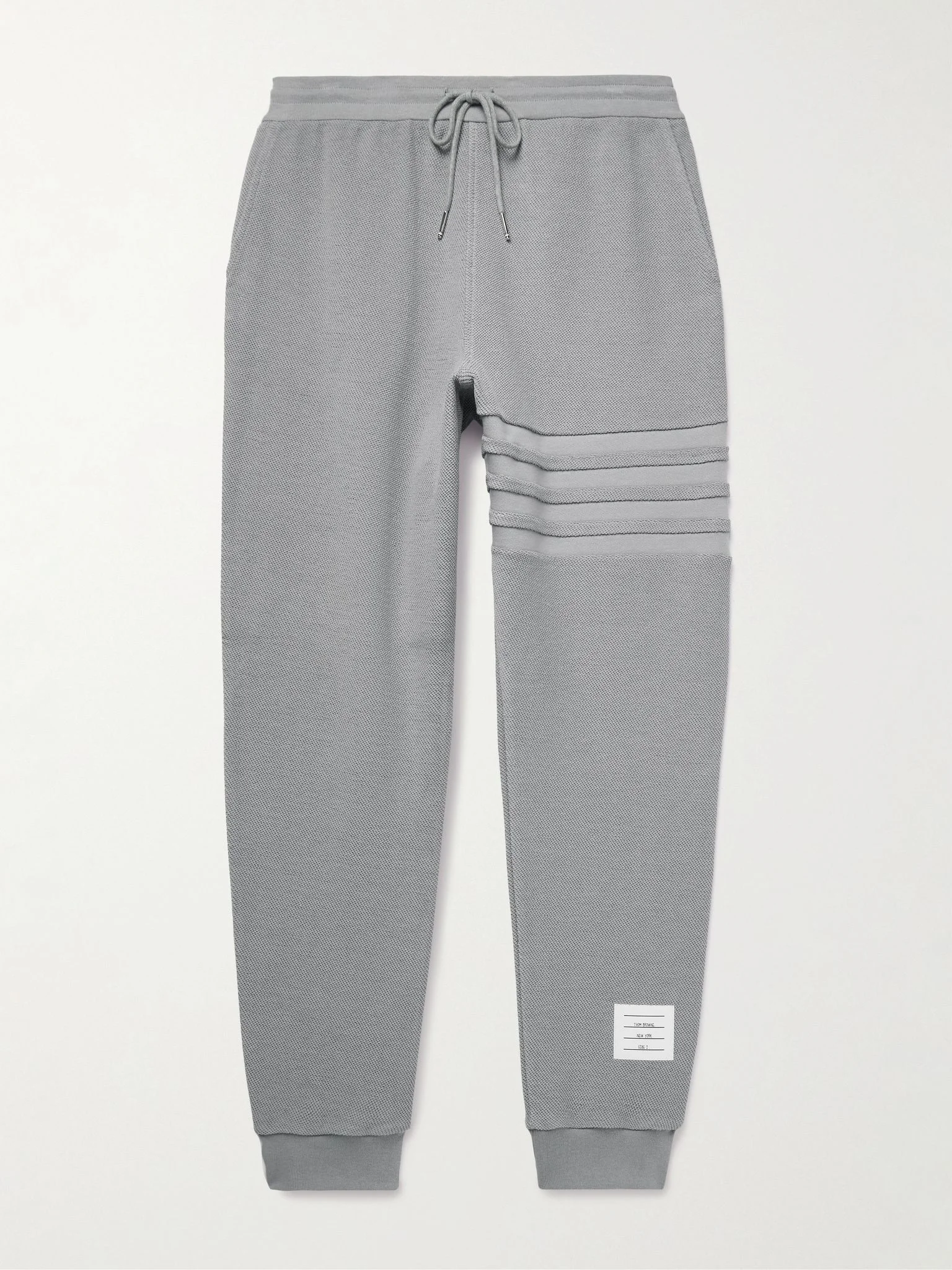 Tapered Striped Cotton-Terry Sweatpants Gray - 1