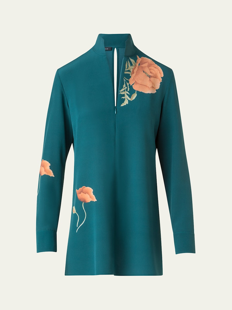 Anemone Print Silk Crepe Tunic 1