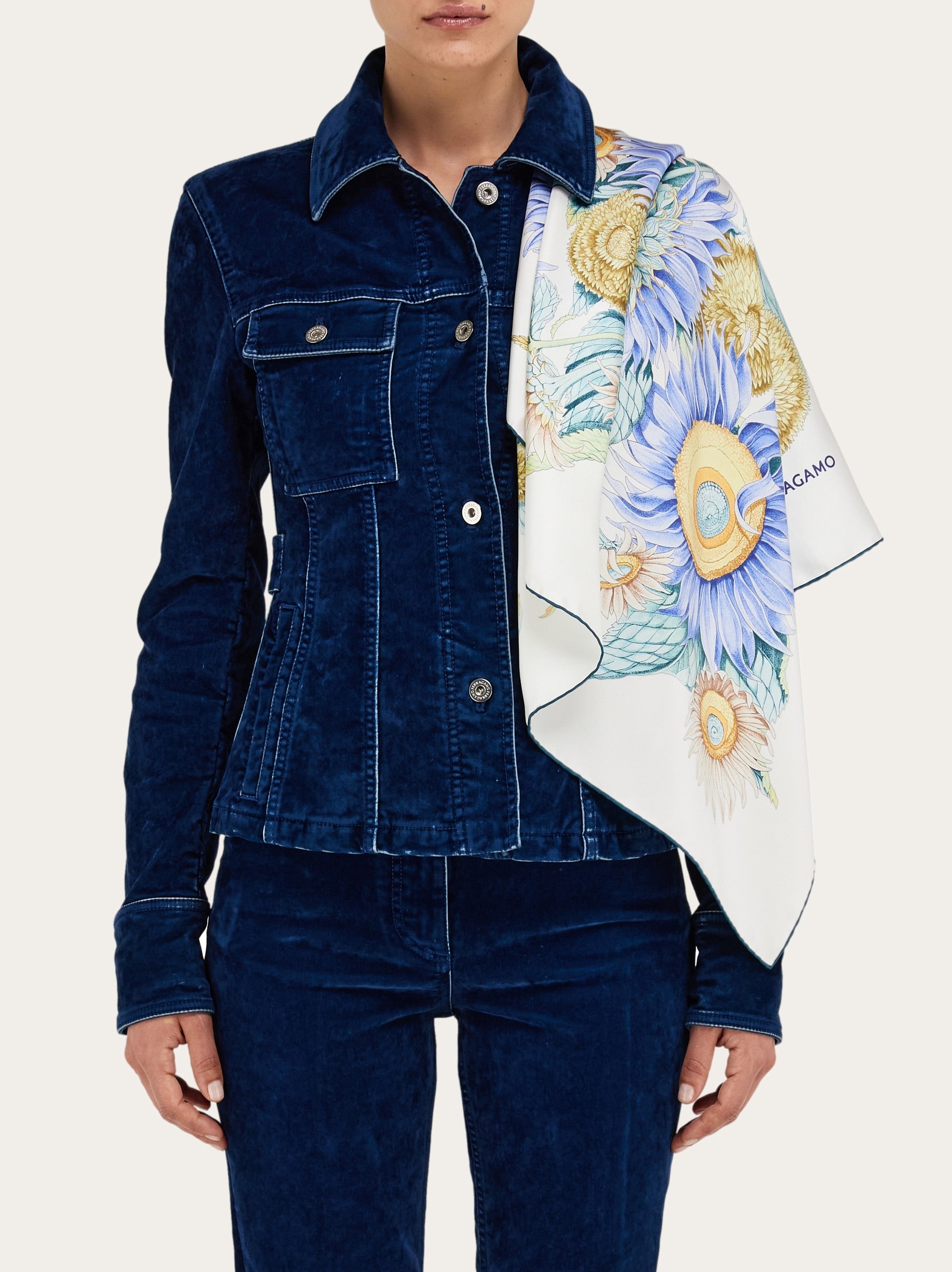 Sunflower print silk scarf - 3