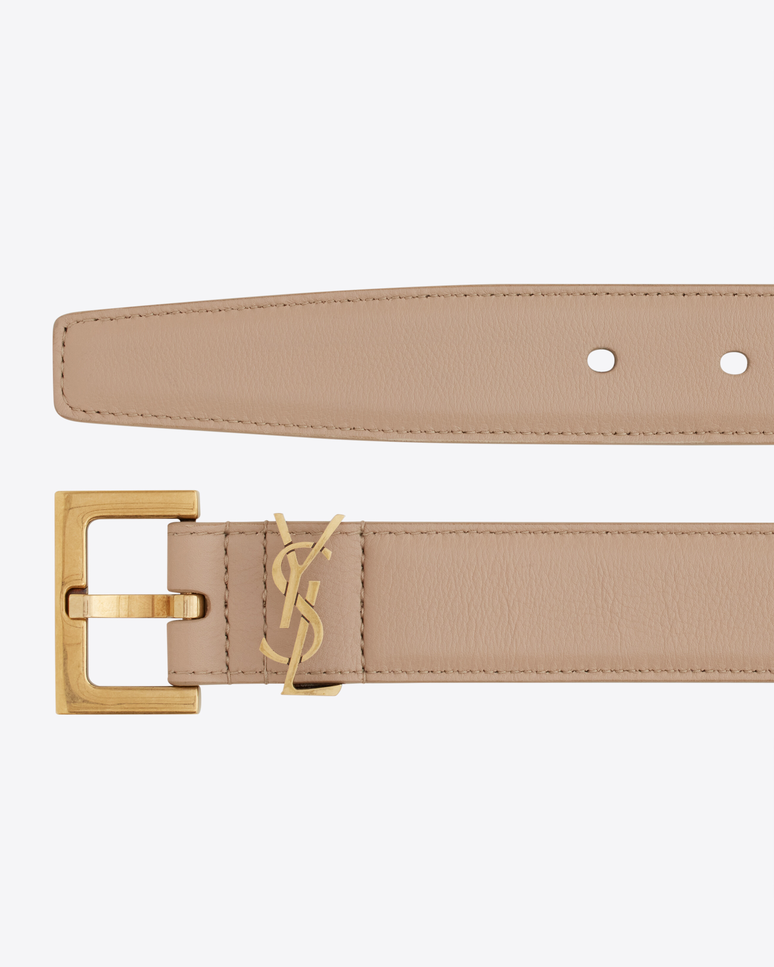 monogram thin belt with square buckle in box saint laurent leather - 2