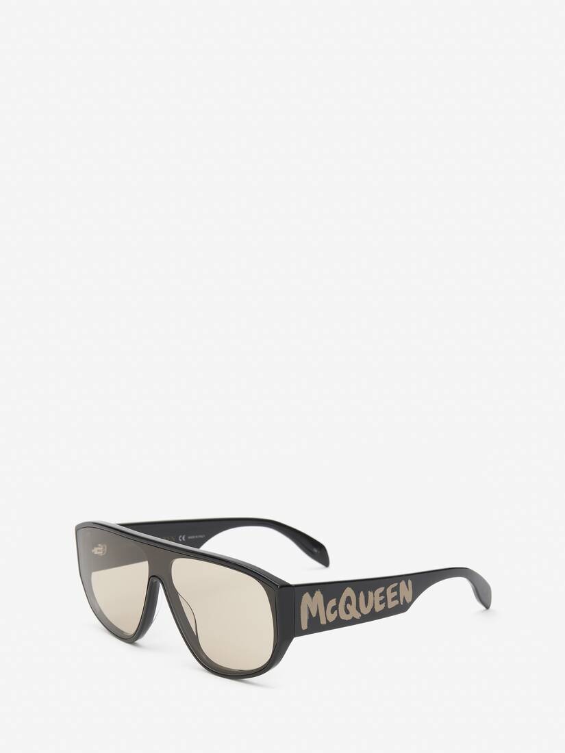 McQueen Graffiti Mask Sunglasses in Black - 3