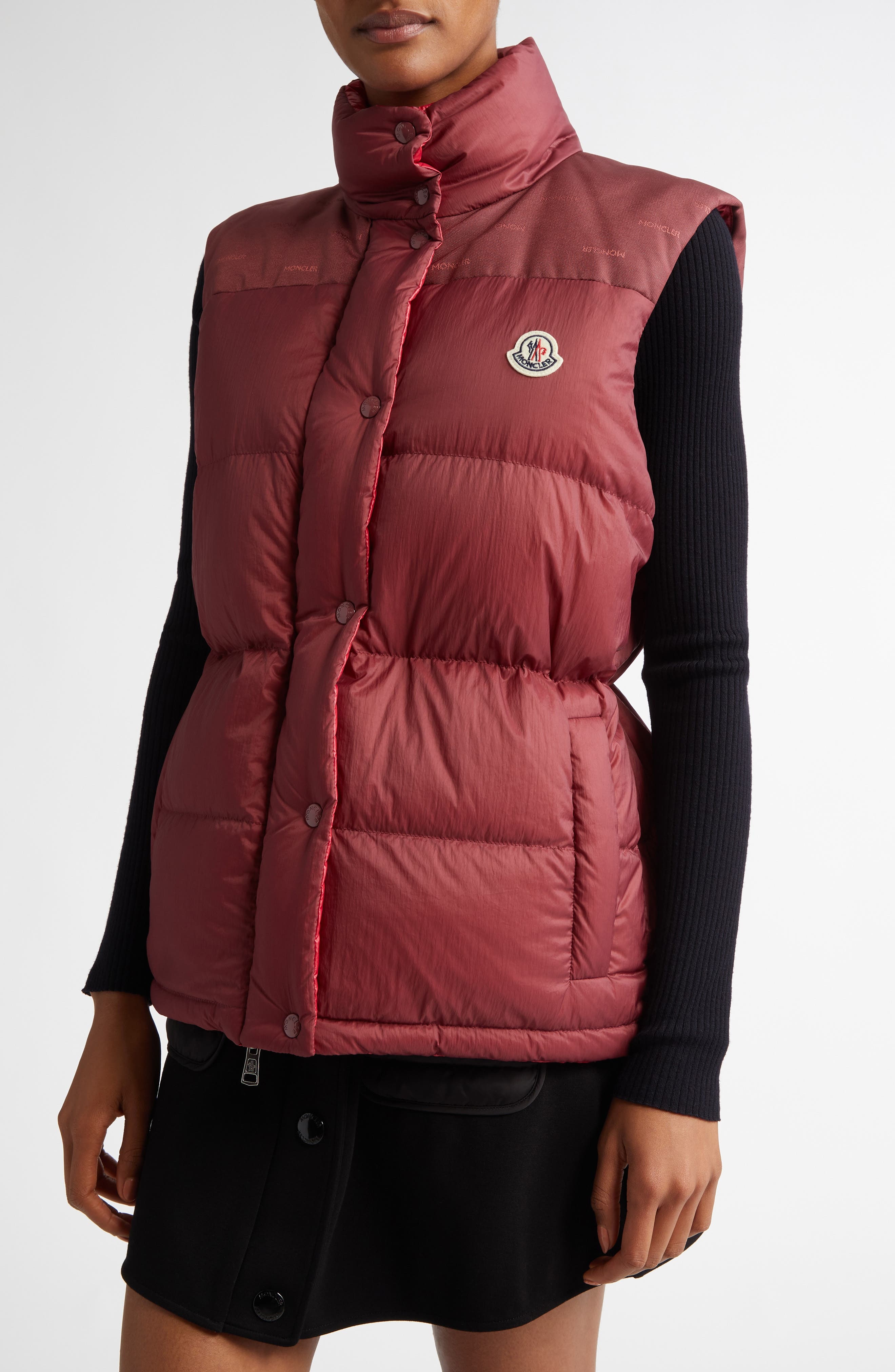 Moncler Verone Convertible Down Puffer Jacket in Dark Red at Nordstrom - 5