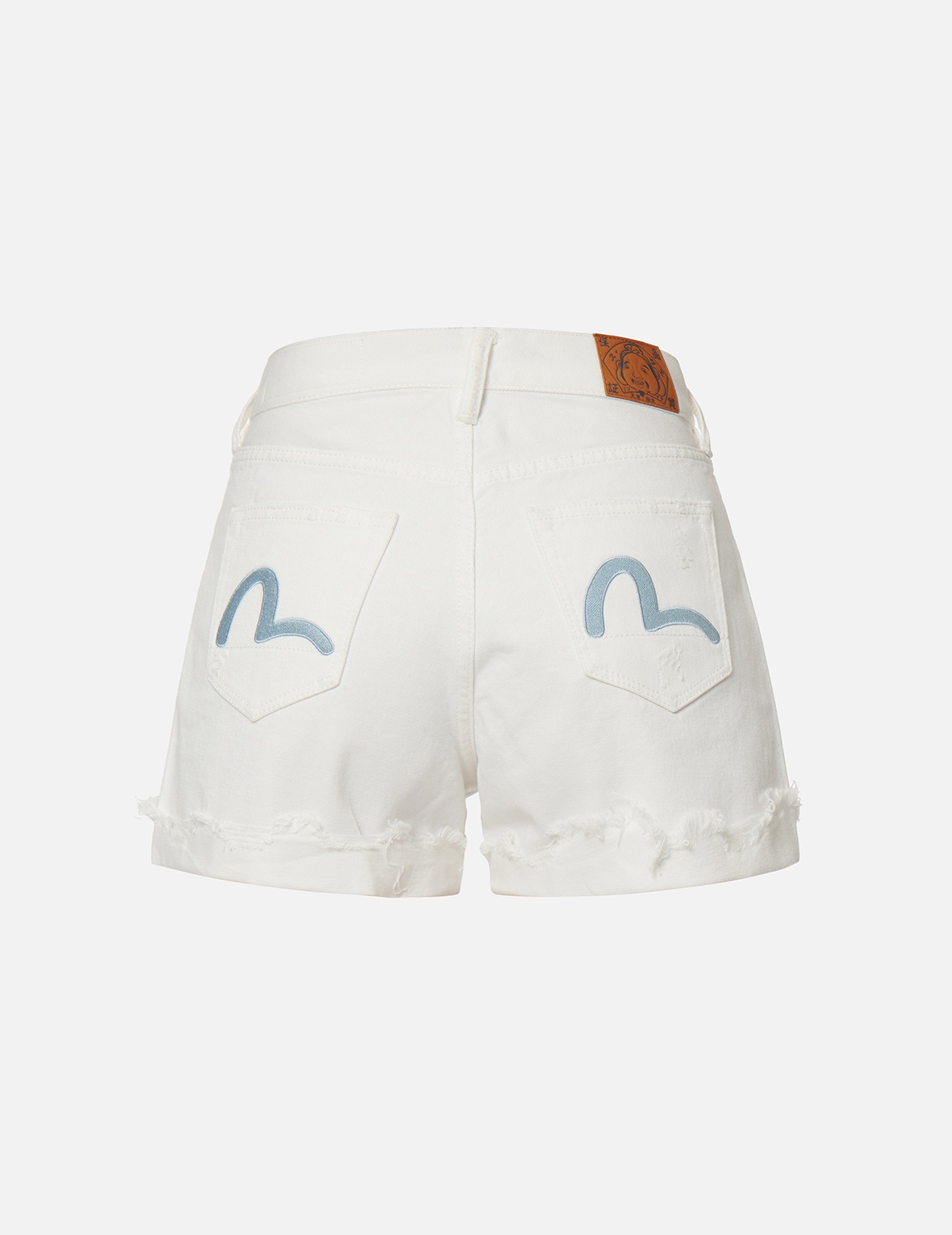 SEAGULL EMBROIDERY DENIM SHORTS - 1