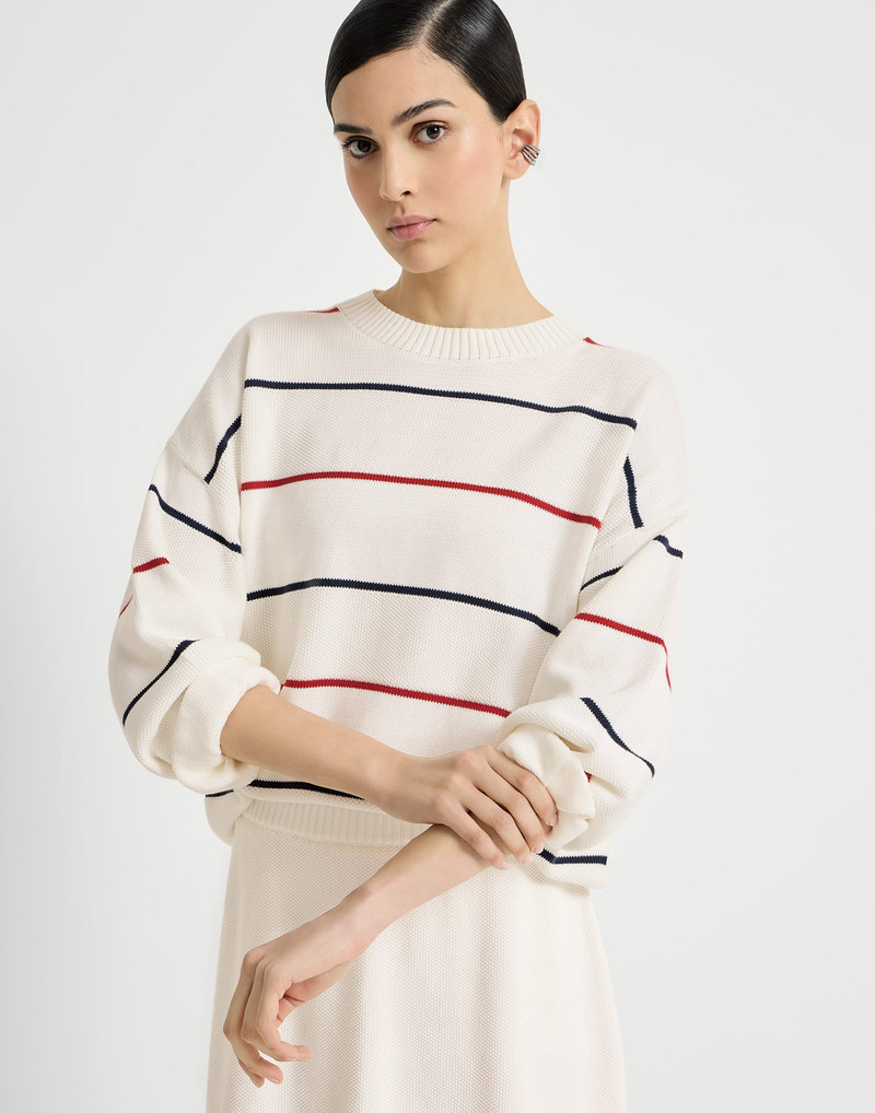 Cotton textured stripe sweater 5