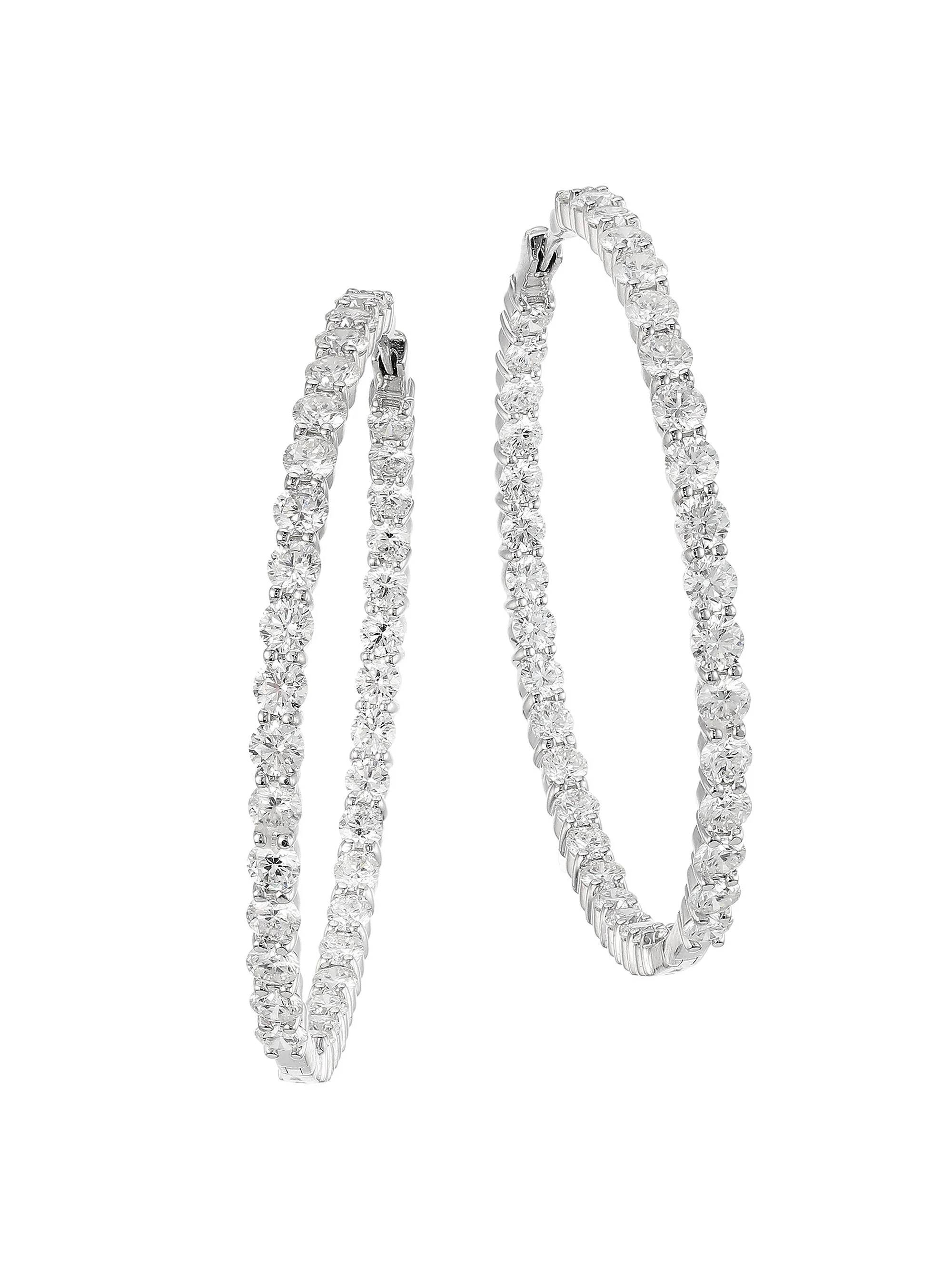 Women's 18K White Gold & 7.55 TCW Diamond Hoop Earrings - White Gold - 1