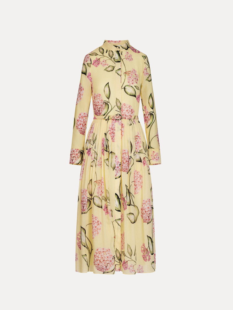 PORCELAIN FLOWER COTTON POPLIN LONG-SLEEVE DRESS 1
