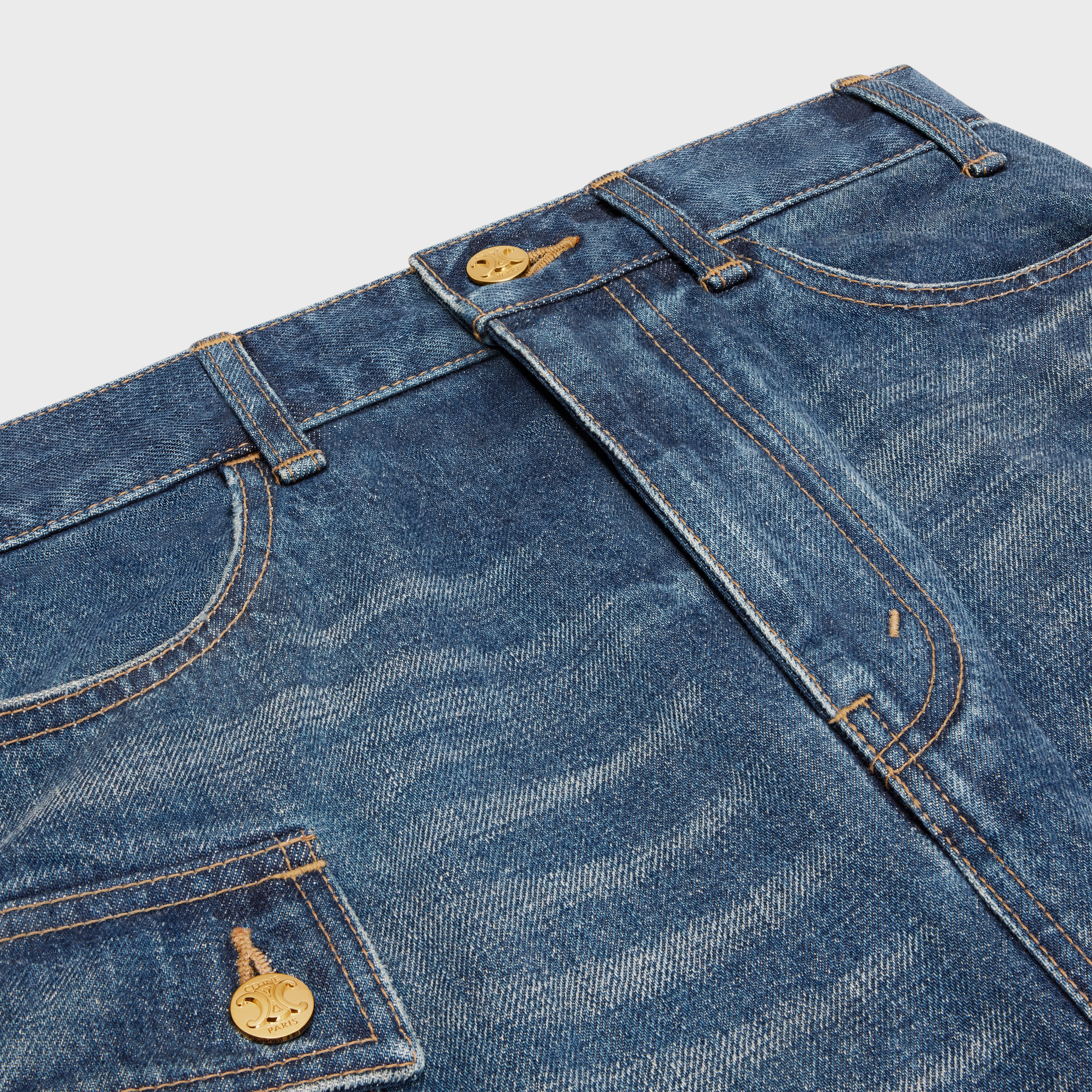 cargo mini skirt in dark union wash denim - 3