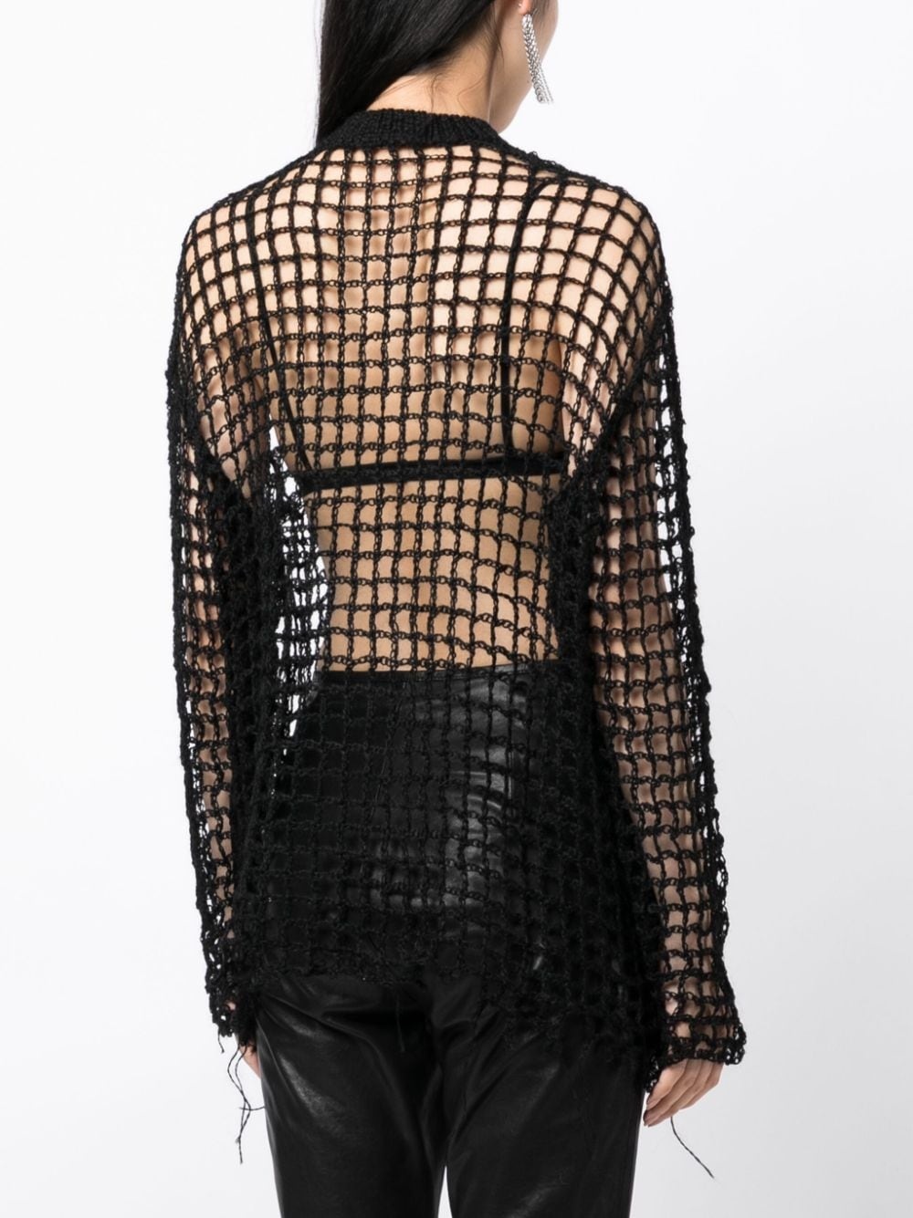 open-knit crew-neck jumper - 4