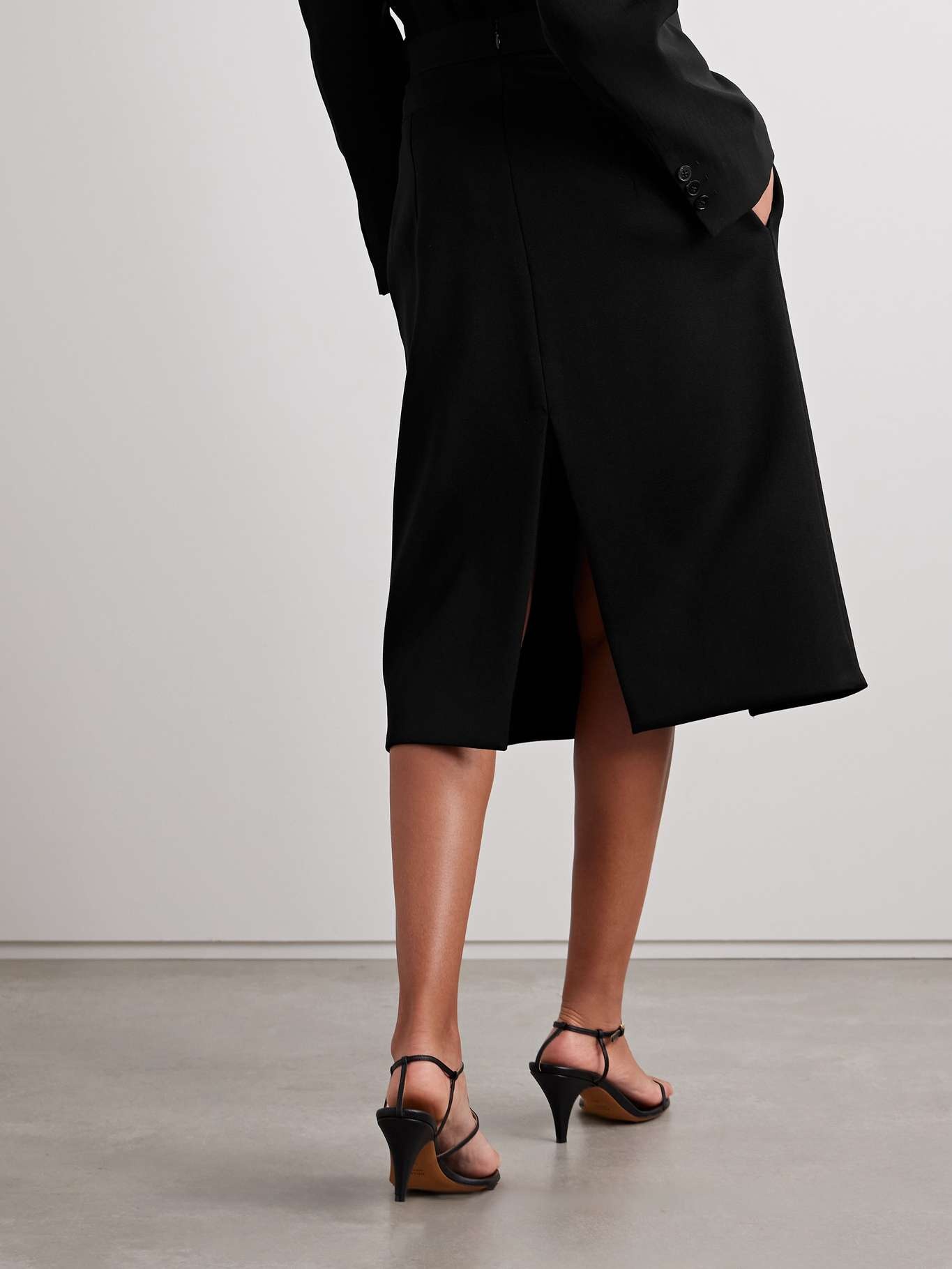 Tulle-trimmed wool-twill midi skirt - 3