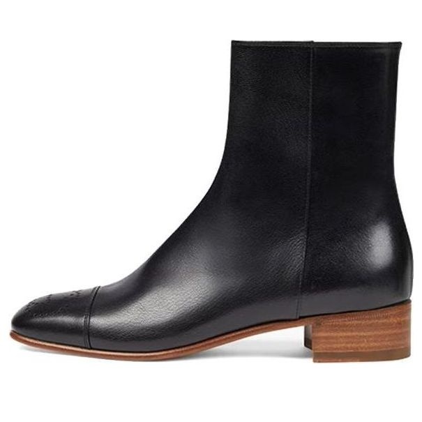 (WMNS) Gucci Goatskin Hills Logo Ankle Boots 'Black' 658949-D3V00-1000 - 1