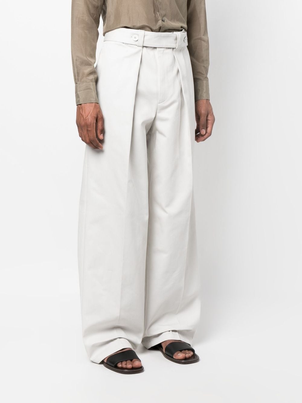 wide-leg cotton trousers - 3