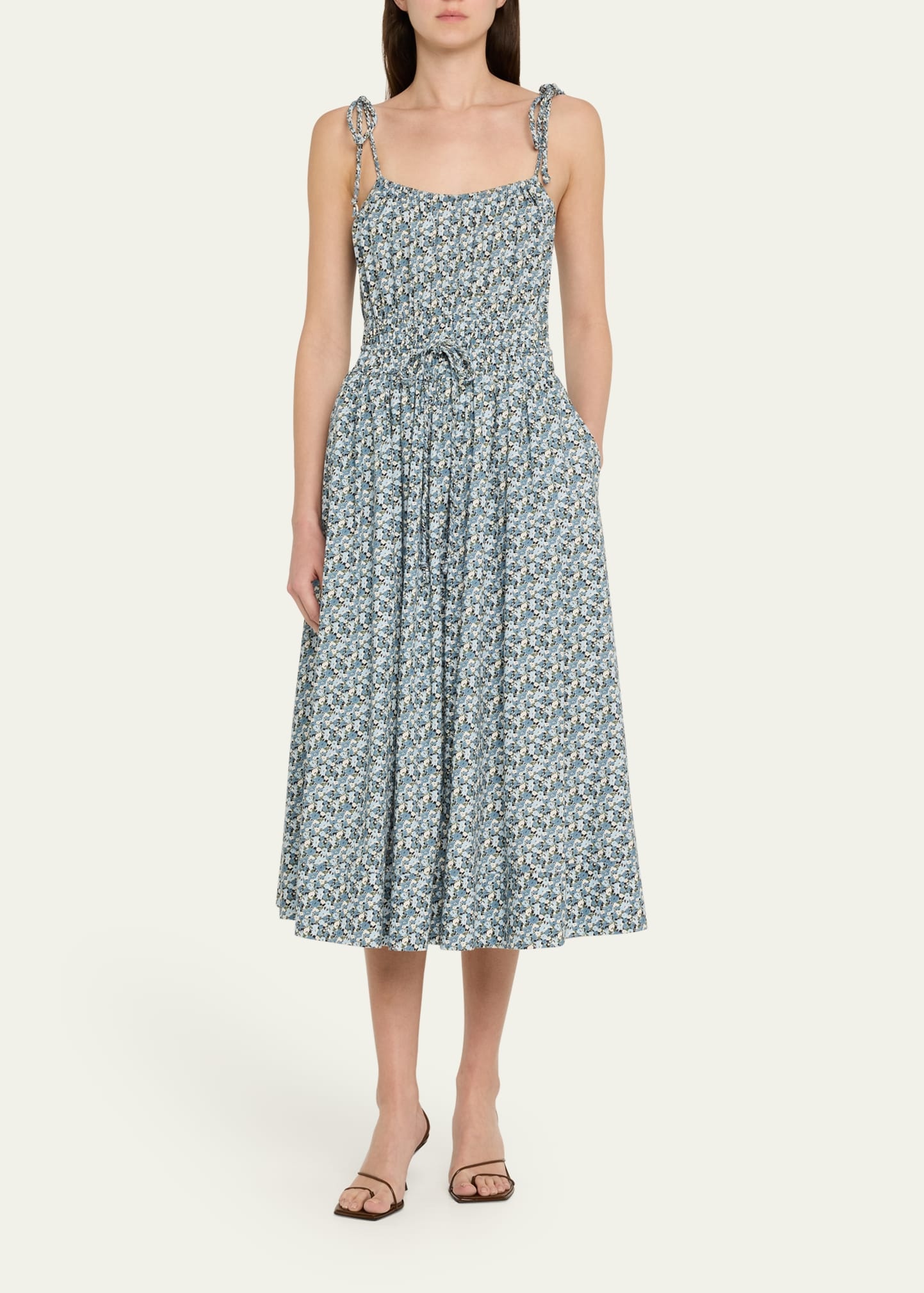Millie Floral Tie-Strap Midi Dress - 2