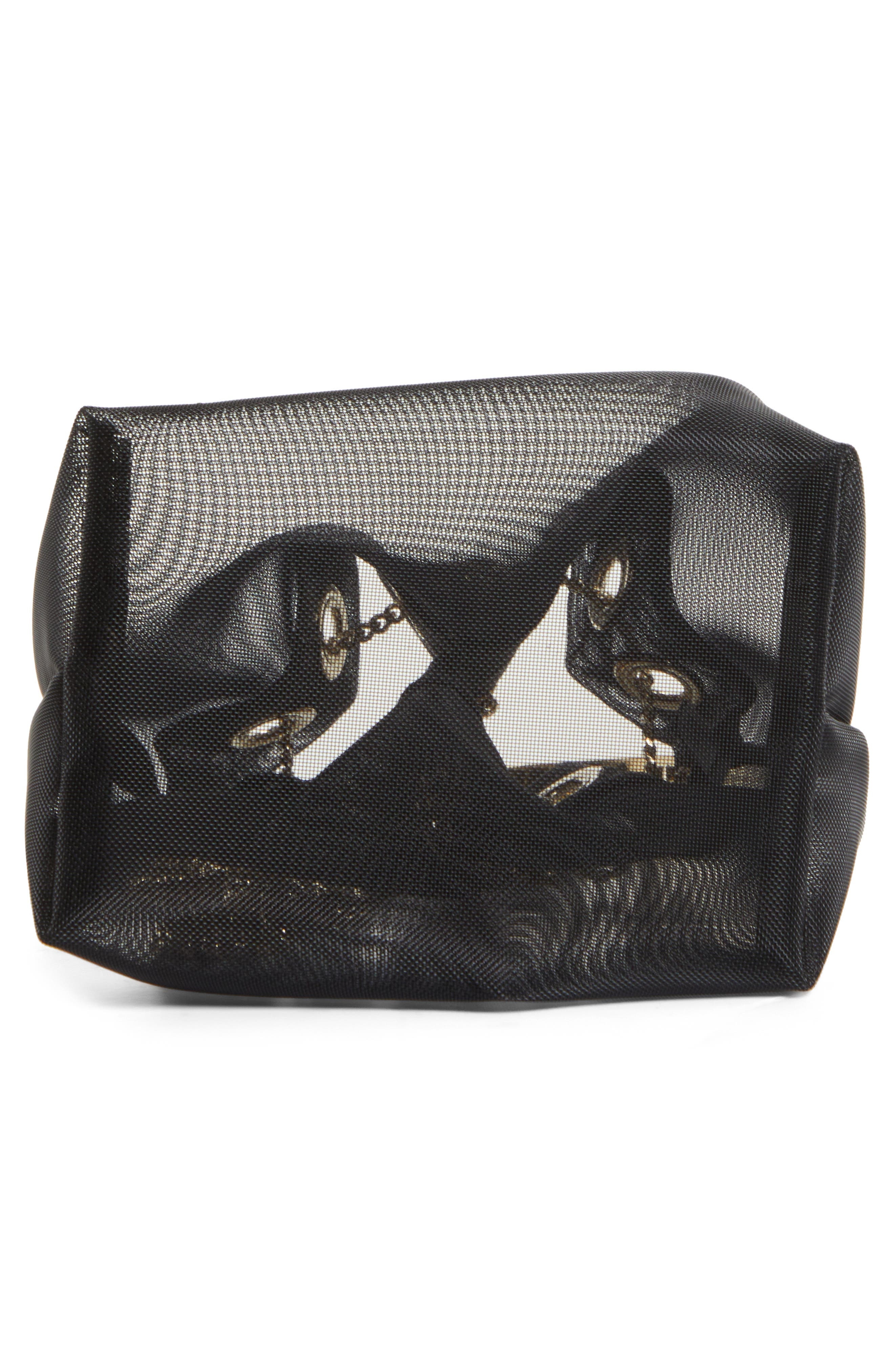 Jimmy Choo Bon Bon Drawstring Mesh Pouch in Black/Light Gold at Nordstrom - 7