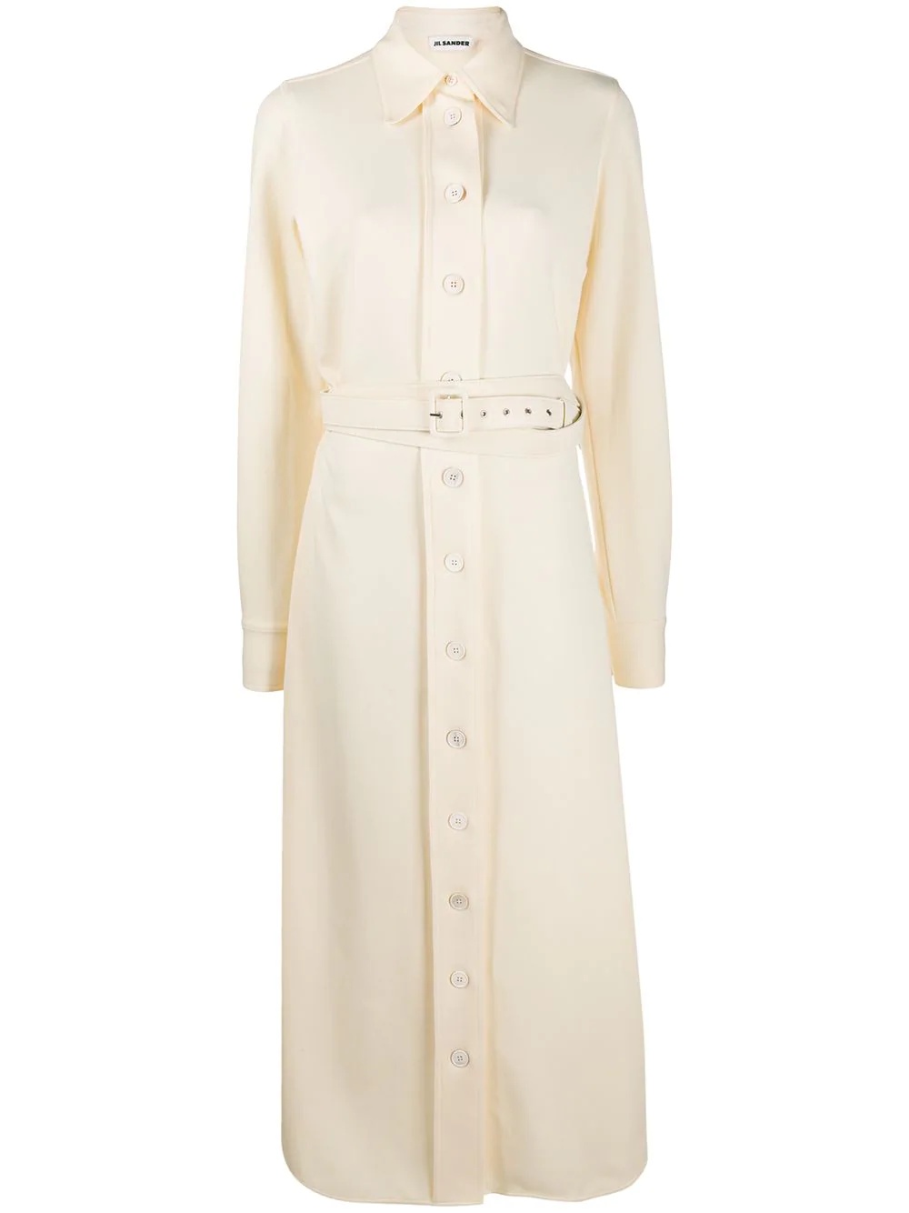 belted cotton shirt dress - 1