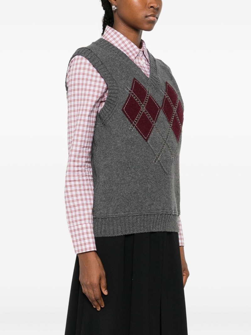 stud-embellished argyle-knit vest 3