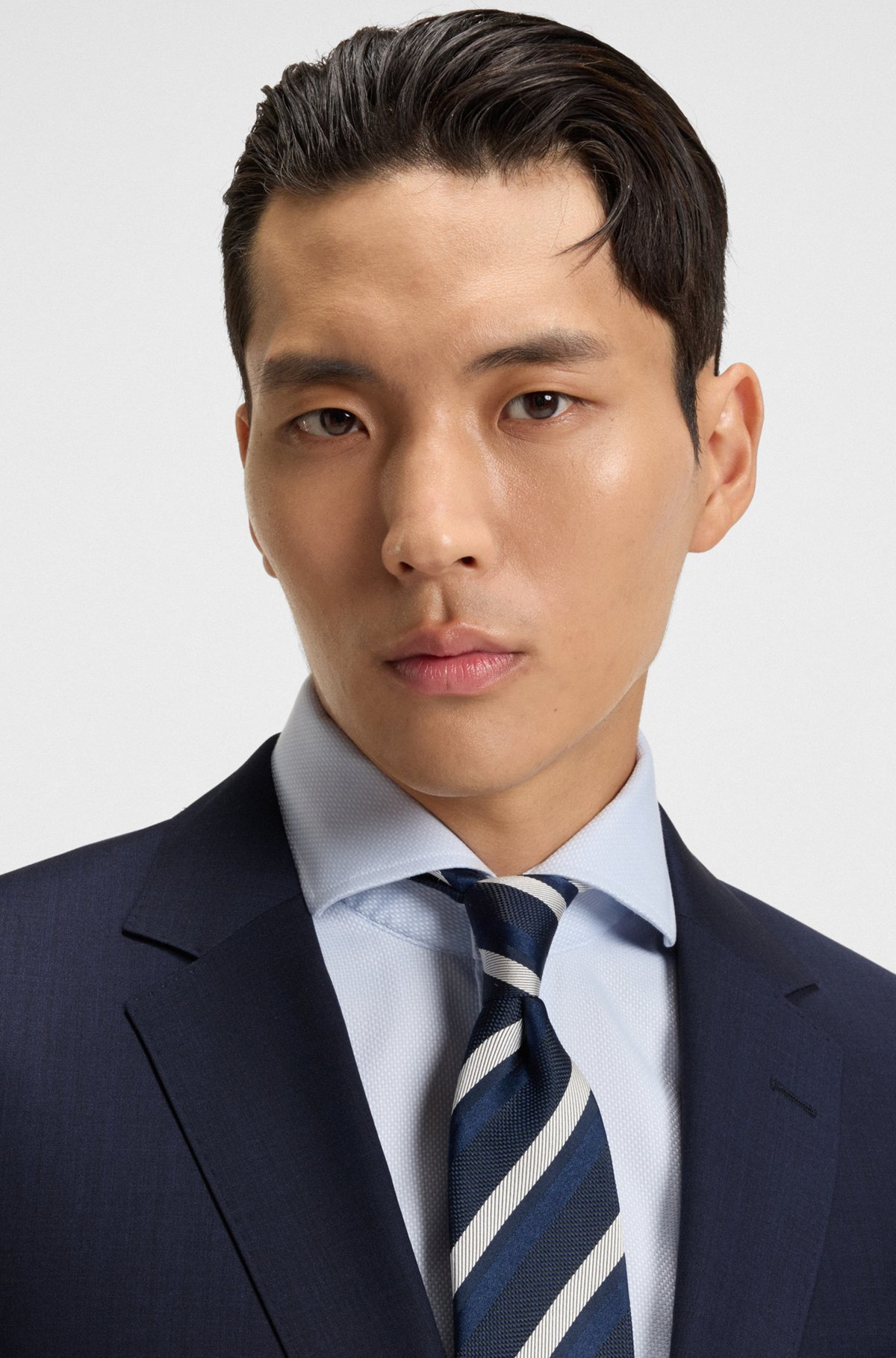 SLIM-FIT THREE-PIECE SUIT IN MELANGE WOOL - 4